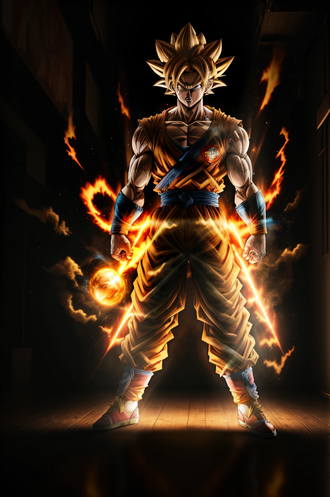 masterpiece, best quality, goku, super Saiyan, yellow hair