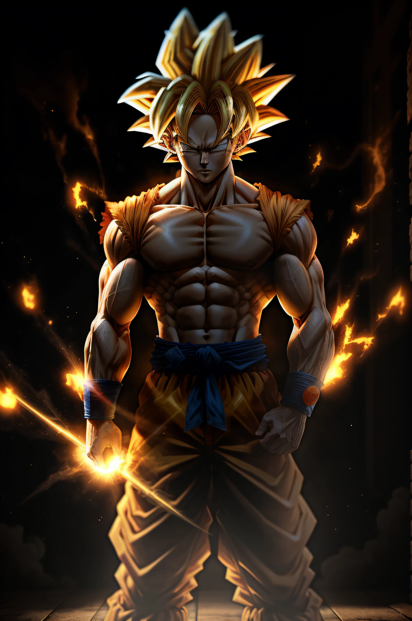 masterpiece, best quality, goku, super Saiyan, yellow hair