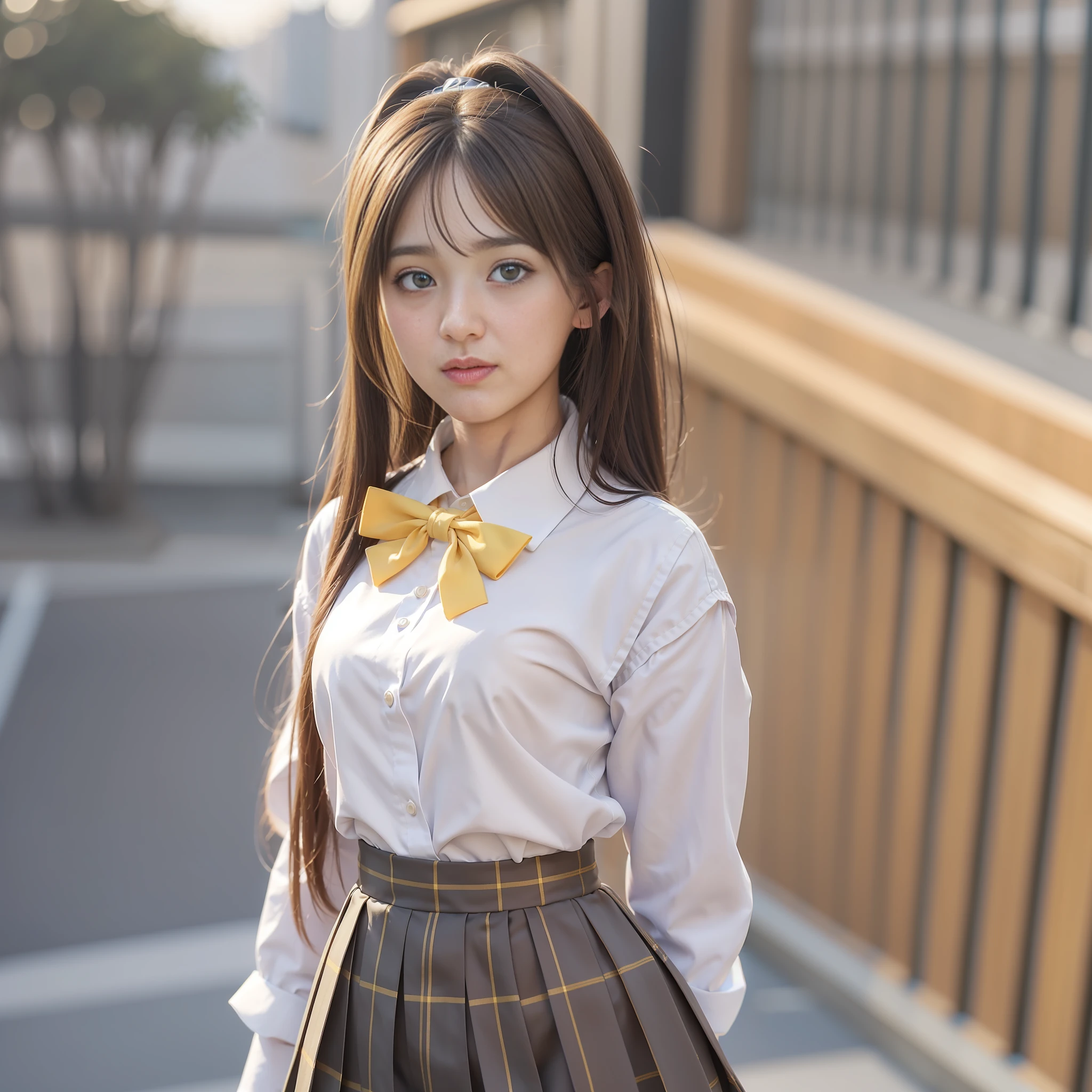 (8K, Best Quality, Masterpiece: 1.2), Realistic, Ultra High Resolution, Intricate Details, 1 Girl, Beautiful Face, JK Suit, White Shirt, Yellow Bow Tie, Yellow Skirt, Plaid Skirt, Pleated Skirt, Upper Body, Standing, Wide Angle Lens, Surreal Schoolgirl, Surreal Schoolgirl, Realistic Anime 3 D Style, Realistic Schoolgirl, Smooth Anime CG Art, 3 D Anime Realistic, Beautiful Anime High School Girls, Sakimichan HDRI, Fantastic school student uniform, realistic anime, realistic young anime girl (8K, best quality, masterpiece: 1.2), realistic, super high resolution, intricate details, 1 girl, beautiful face, JK suit, white shirt, upper body