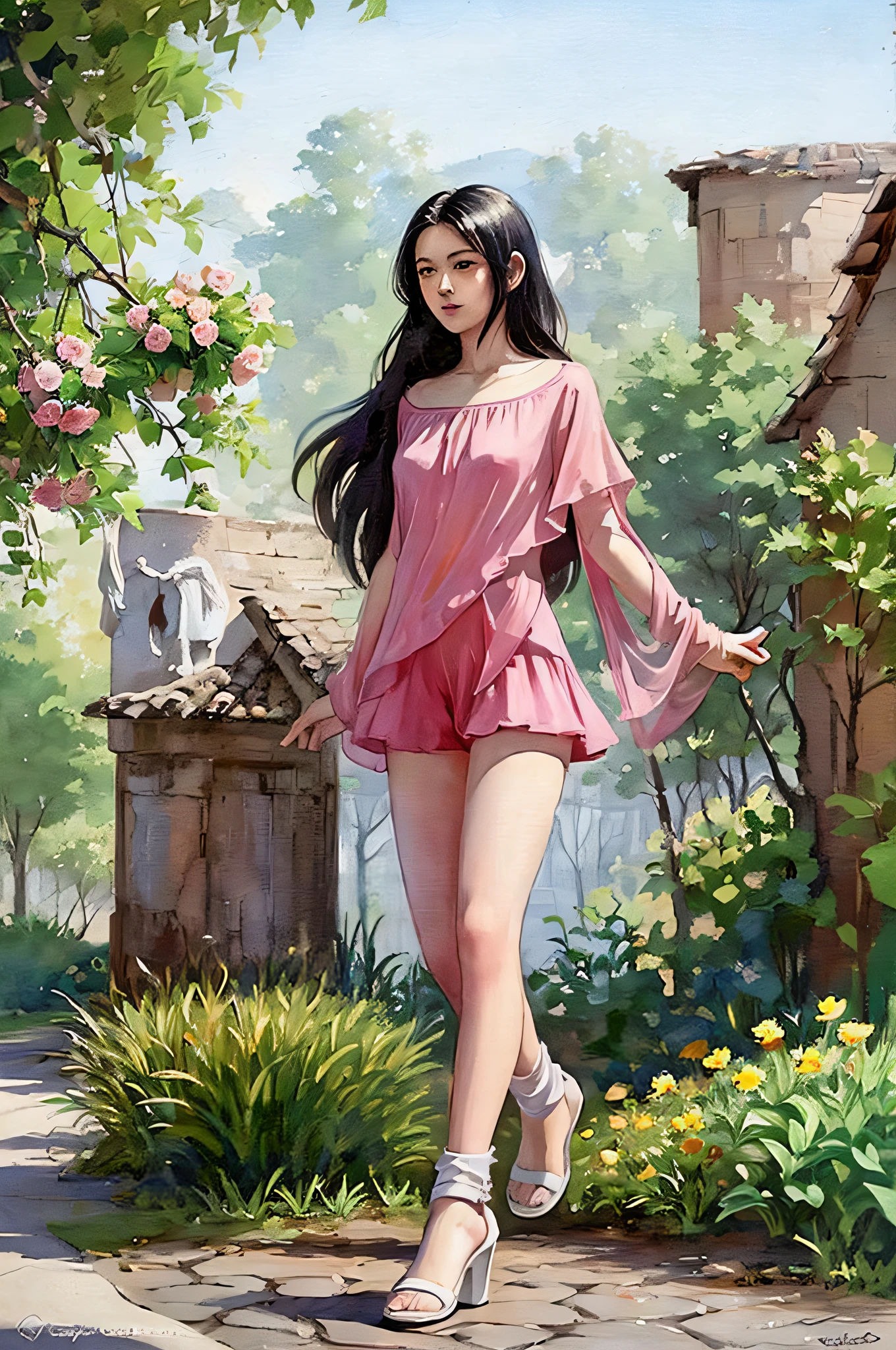 ((Best Quality, 8k, Masterpiece: 1.3)), Focus: 1.2, Perfect Body Beauty: 1.4, Buttocks: 1.2, ((Layered Haircut, Flat Chest: 1.2)), (Rain, Street:1.3), Bandeau Dress: 1.1, Highly Detailed Face and Skin Texture, Fine Eyes, Double Eyelids, Whitened Skin, Long Hair, (Shut Up: 1.3), Full Body