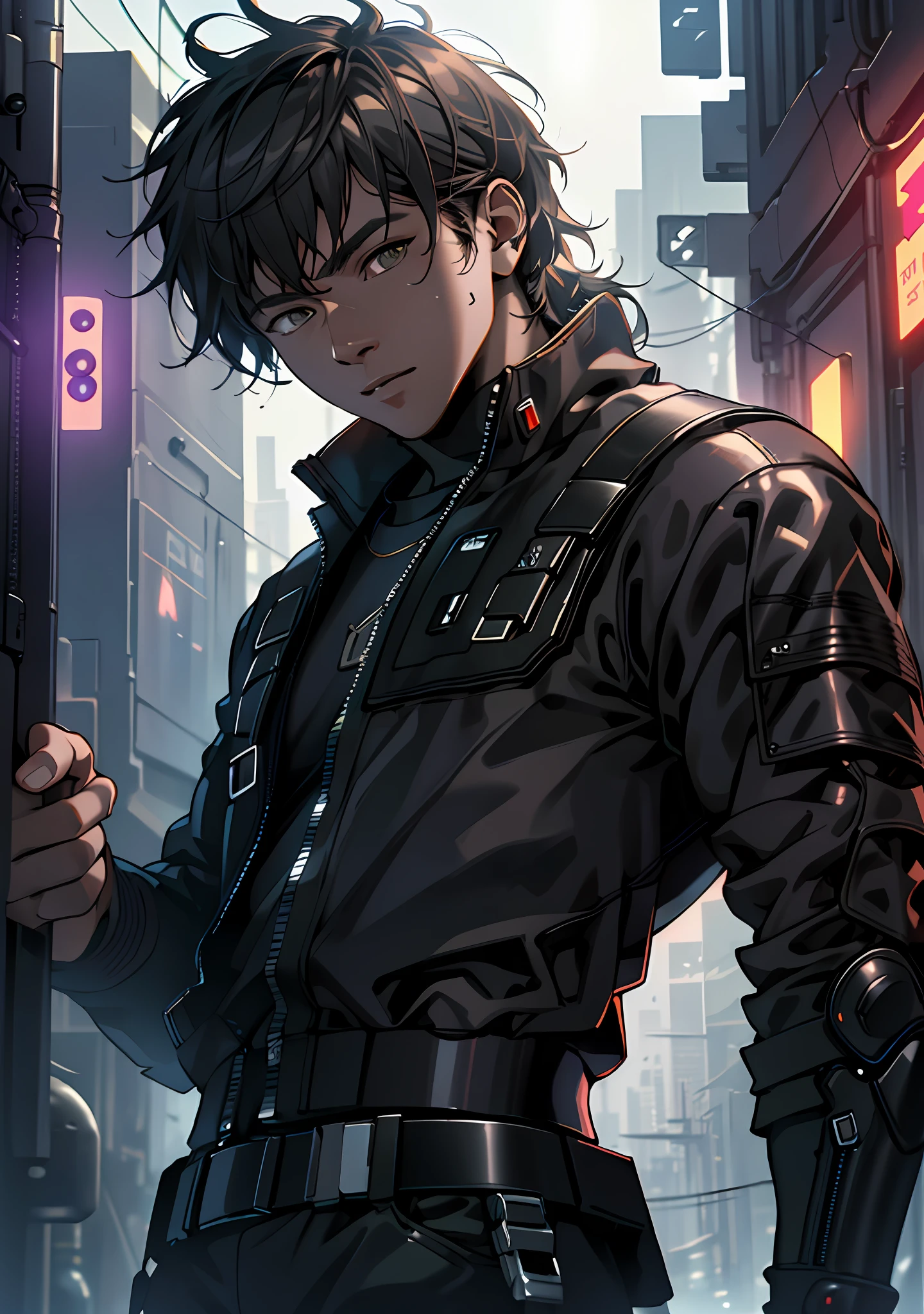 ultra detail, high resolution, ultra detailed, best quality, amazing, top quality, extremely detailed CG unity 8k wallpaper, cinematic lighting, cat fanboy, cyberpunk, dark boy