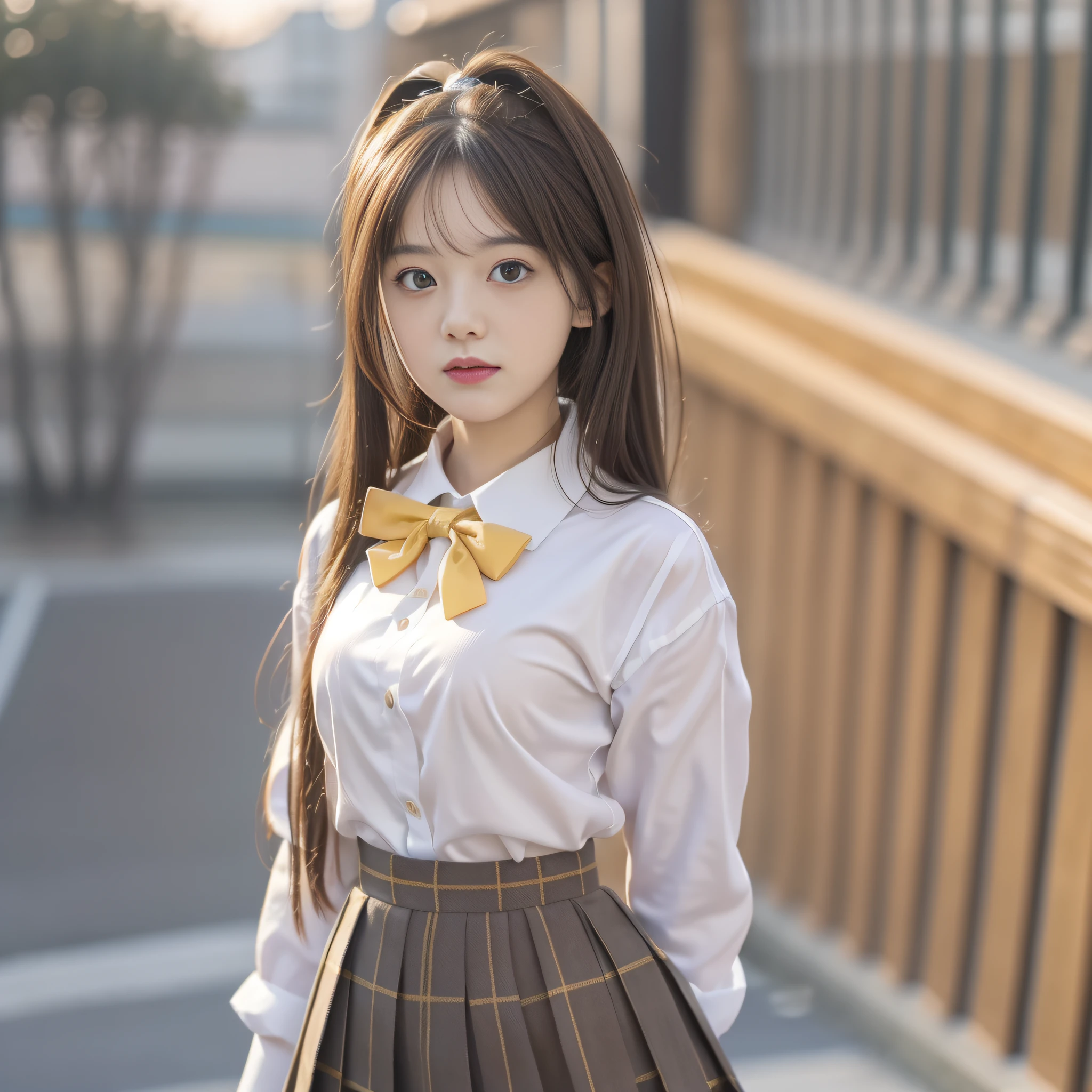 (8K, Best Quality, Masterpiece: 1.2), Realistic, Ultra High Resolution, Intricate Details, 1 Girl, Beautiful Face, JK Suit, White Shirt, Yellow Bow Tie, Yellow Skirt, Plaid Skirt, Pleated Skirt, Upper Body, Standing, Wide Angle Lens, Surreal Schoolgirl, Surreal Schoolgirl, Realistic Anime 3 D Style, Realistic Schoolgirl, Smooth Anime CG Art, 3 D Anime Realistic, Beautiful Anime High School Girls, Sakimichan HDRI, Fantastic school student uniform, realistic anime, realistic young anime girl (8K, best quality, masterpiece: 1.2), realistic, super high resolution, intricate details, 1 girl, beautiful face, JK suit, white shirt, upper body