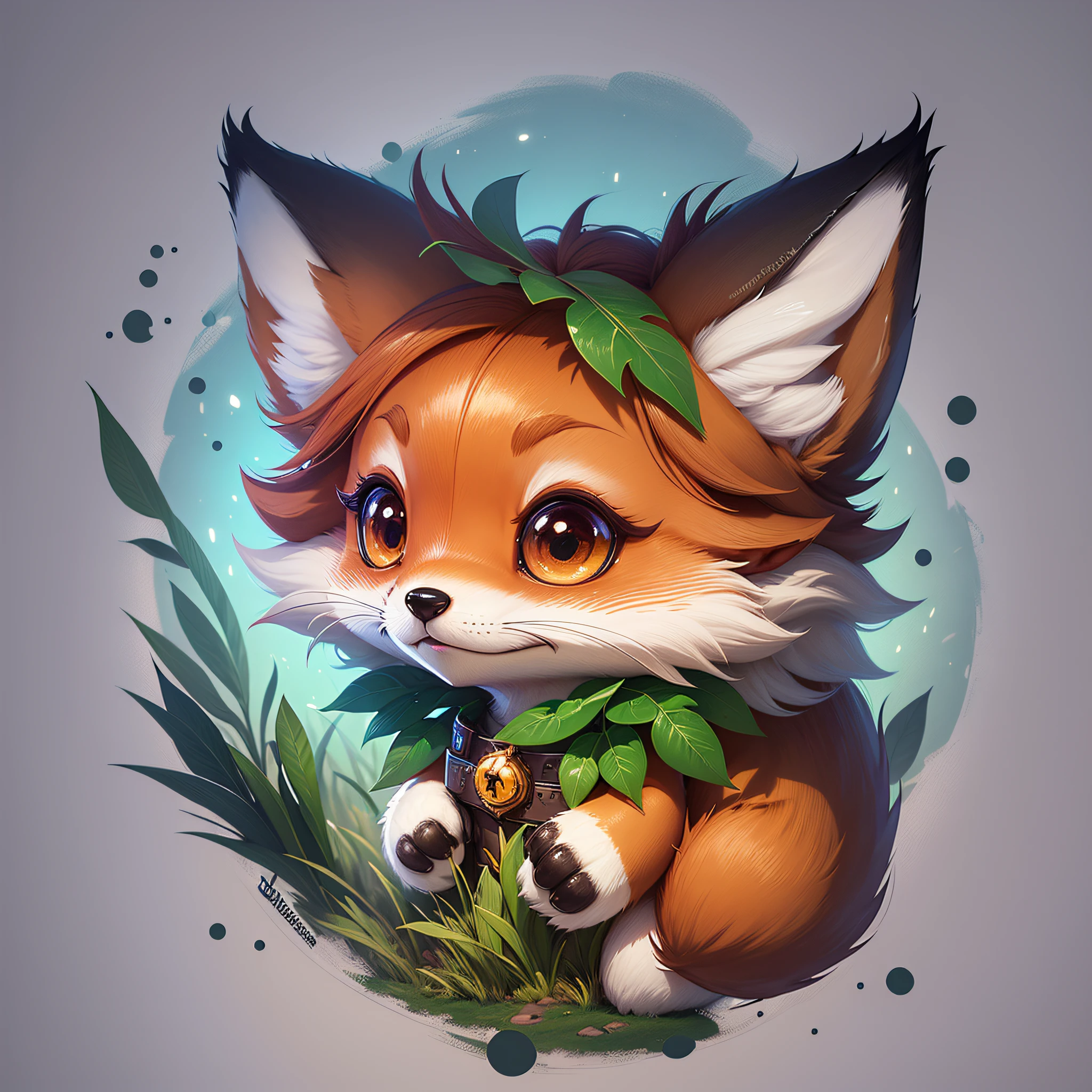 a close up of a sticker of a fox with a big eyes, cute fox, fox animal, sticker illustration, anthropomorphic fox, digital fox, fox from league of legends chibi, an anthropomorphic fox, stylised fox - like appearance, fox ears illustration, fantasy sticker illustration, mascot illustration, tonic the fox, telegram sticker design, sticker design --auto --s2