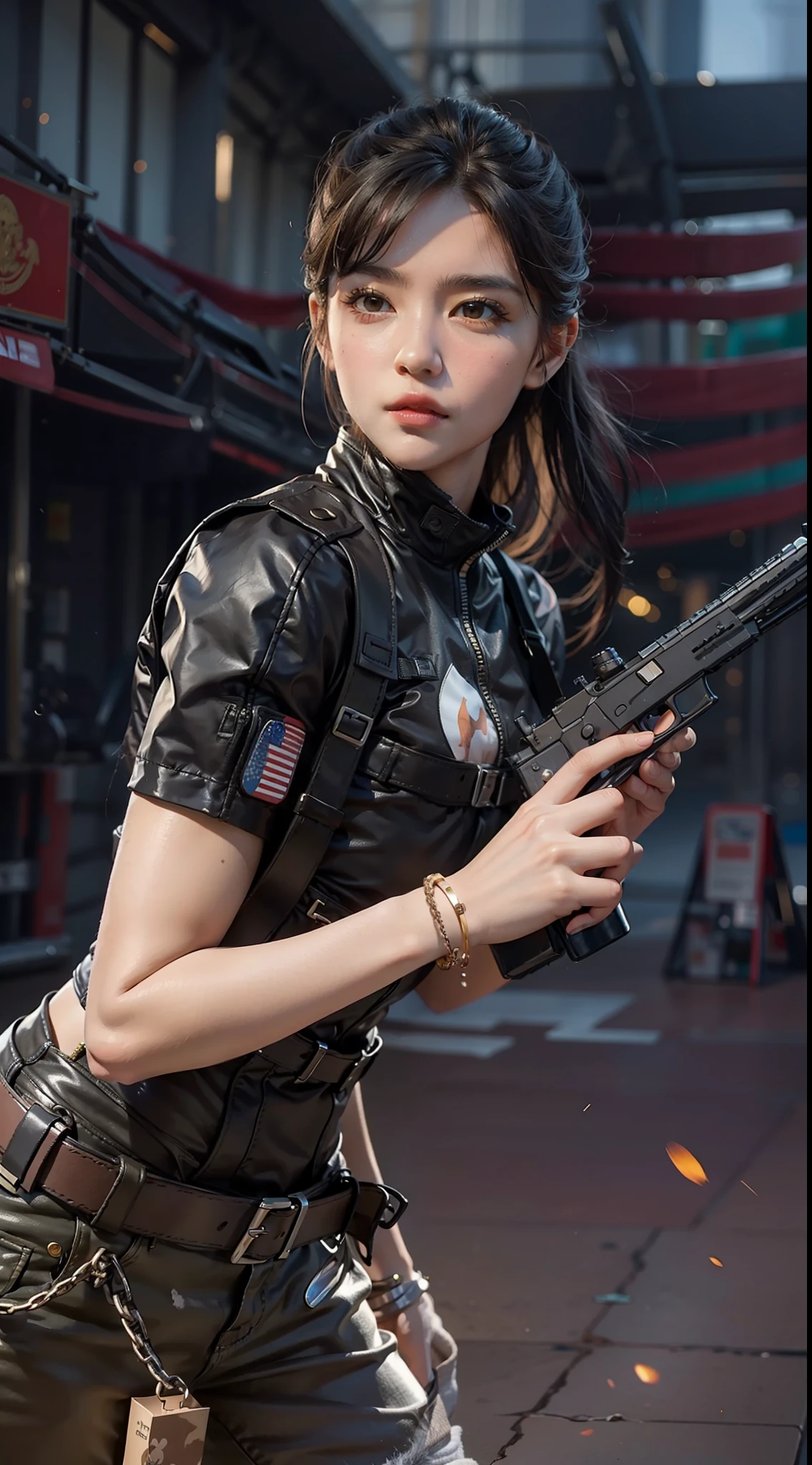 (female:1.2) (bodybuilder:0.8), masterpiece, photorealistic