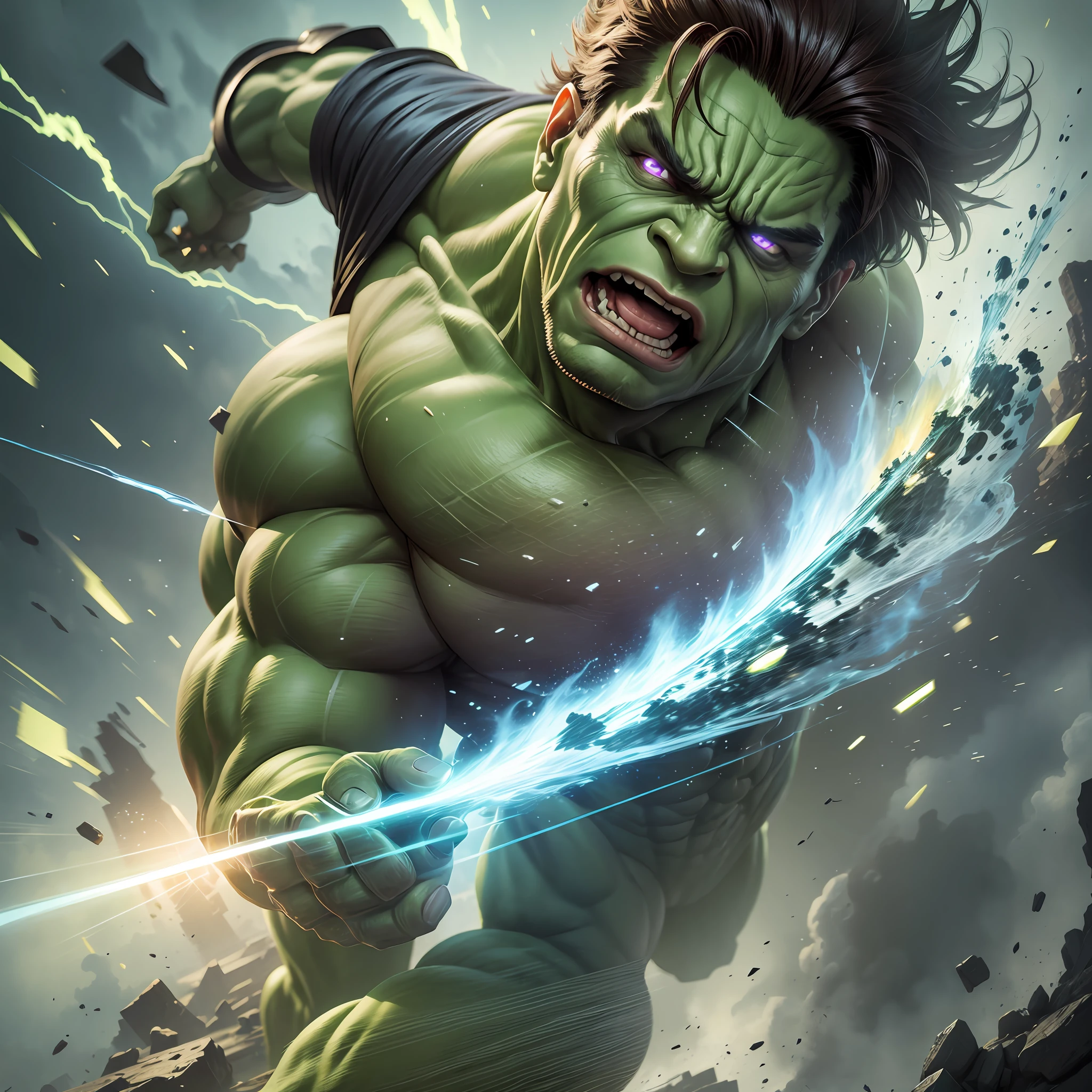 (best quality), ultra-realistic, incredible detail, dynamic angle, high resolution, hulk of the Marvel Cinematic Universe." --auto --s2