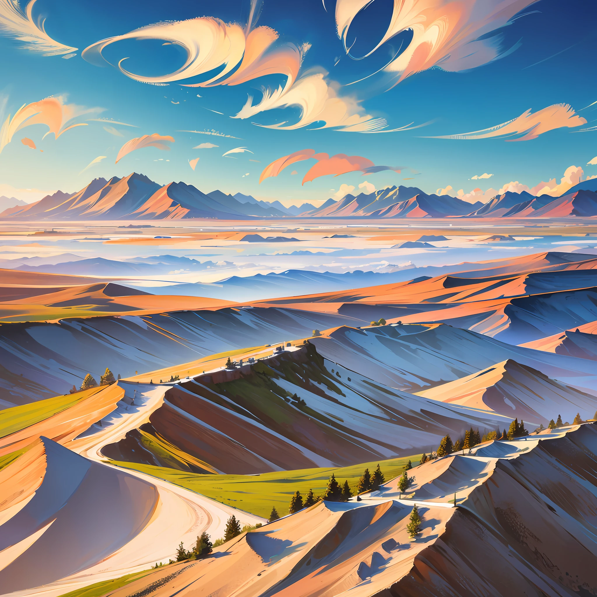 Highest image quality, outstanding detail, ultra-high resolution, (fidelity: 1.6), favor detail, Xinjiang landscape