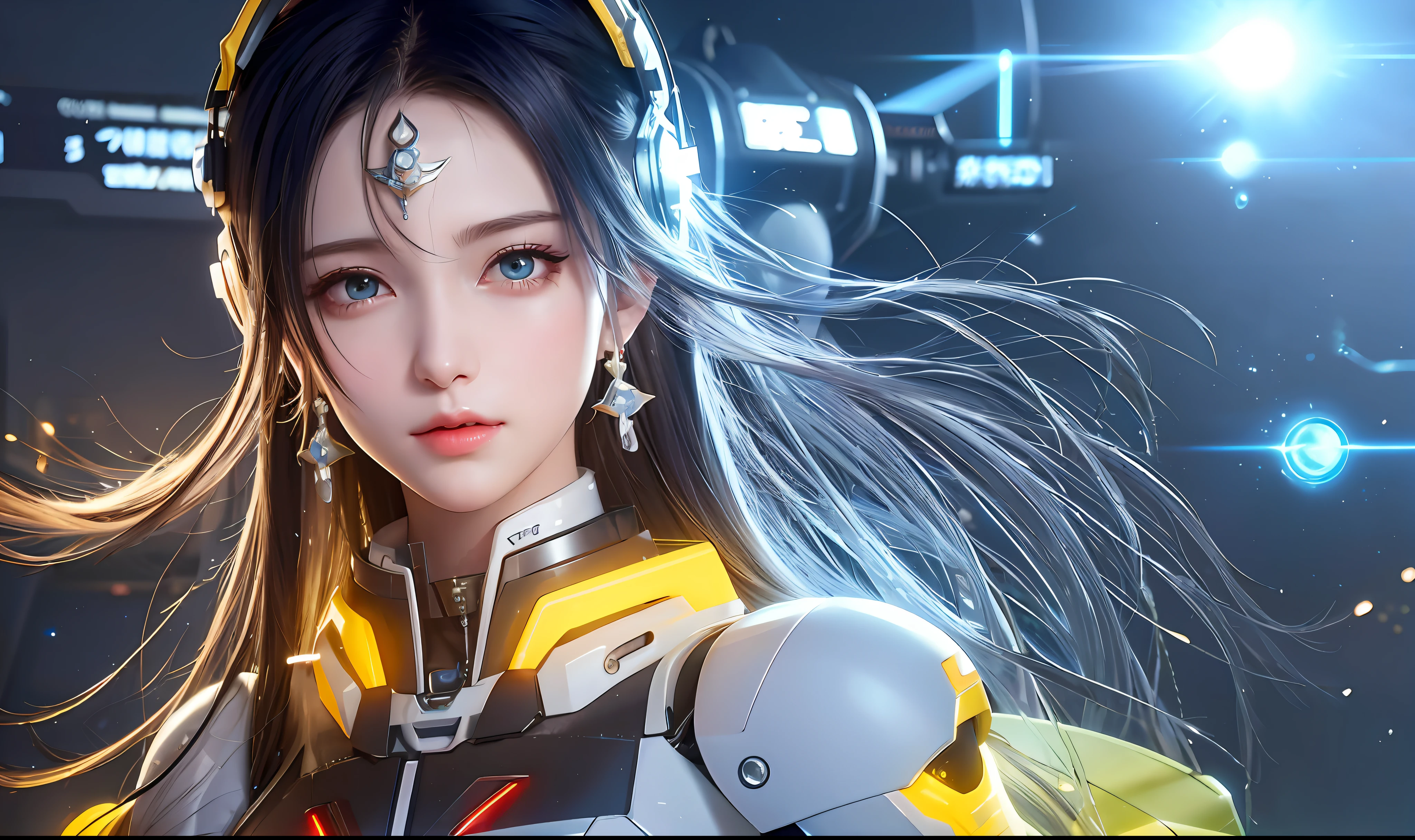 a woman in a futuristic outfit with a futuristic helmet and a futuristic sword, trending on cgstation, trending at cgstation, portrait knights of zodiac girl, cute cyborg girl, perfect android girl, portrait anime space cadet girl, beutiful girl cyborg, girl in mecha cyber armor, game cg, cgsociety and fenghua zhong, beautiful cyborg priestess