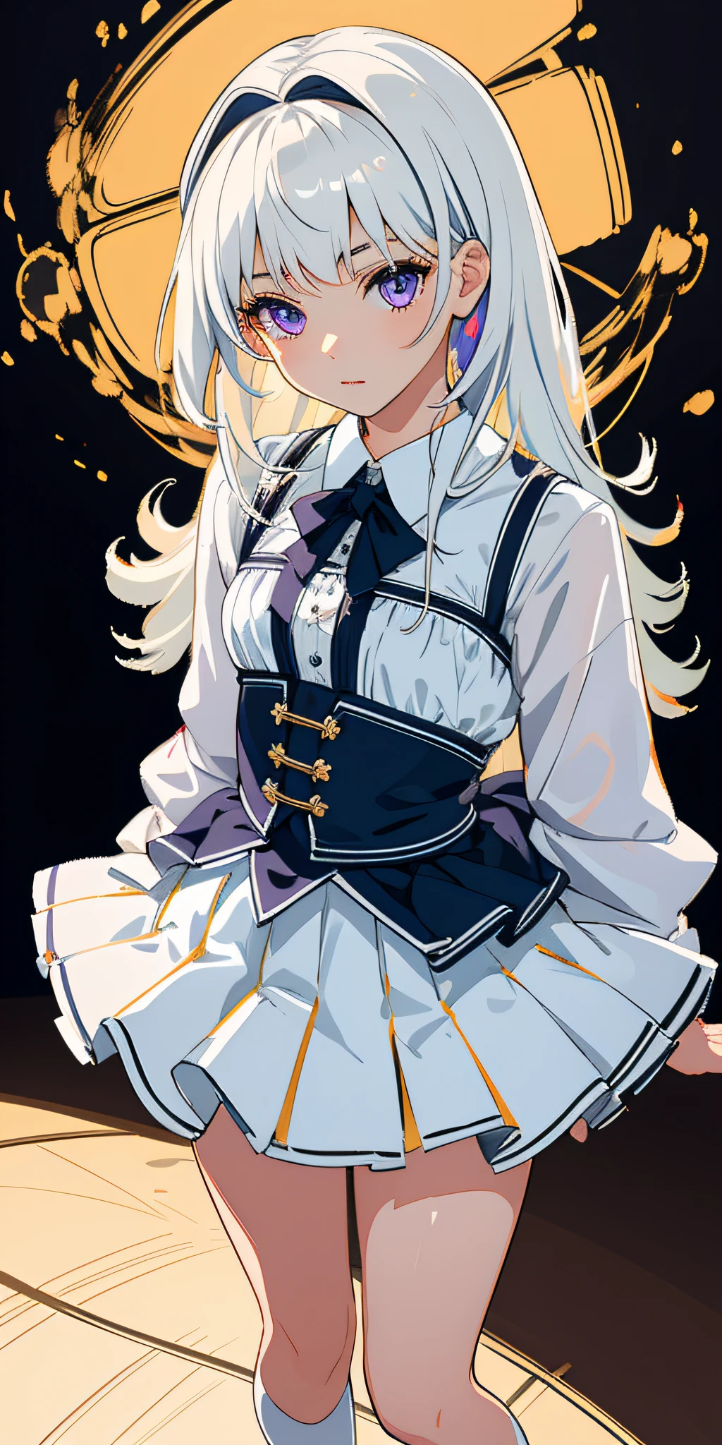 (masterpiece:1.2, best quality), (finely detailed beautiful eyes: 1.2), (extremely detailed CG unity 8k wallpaper, masterpiece, best quality, ultra-detailed, best shadow), (detailed background), (beautiful detailed face, beautiful detailed eyes), High contrast, (best illumination, an extremely delicate and beautiful),1girl,((colourful paint splashes on transparent background, dulux,)), dynamic angle,beautiful detailed glow,full body, cowboy shot, white hair, purple eyes,