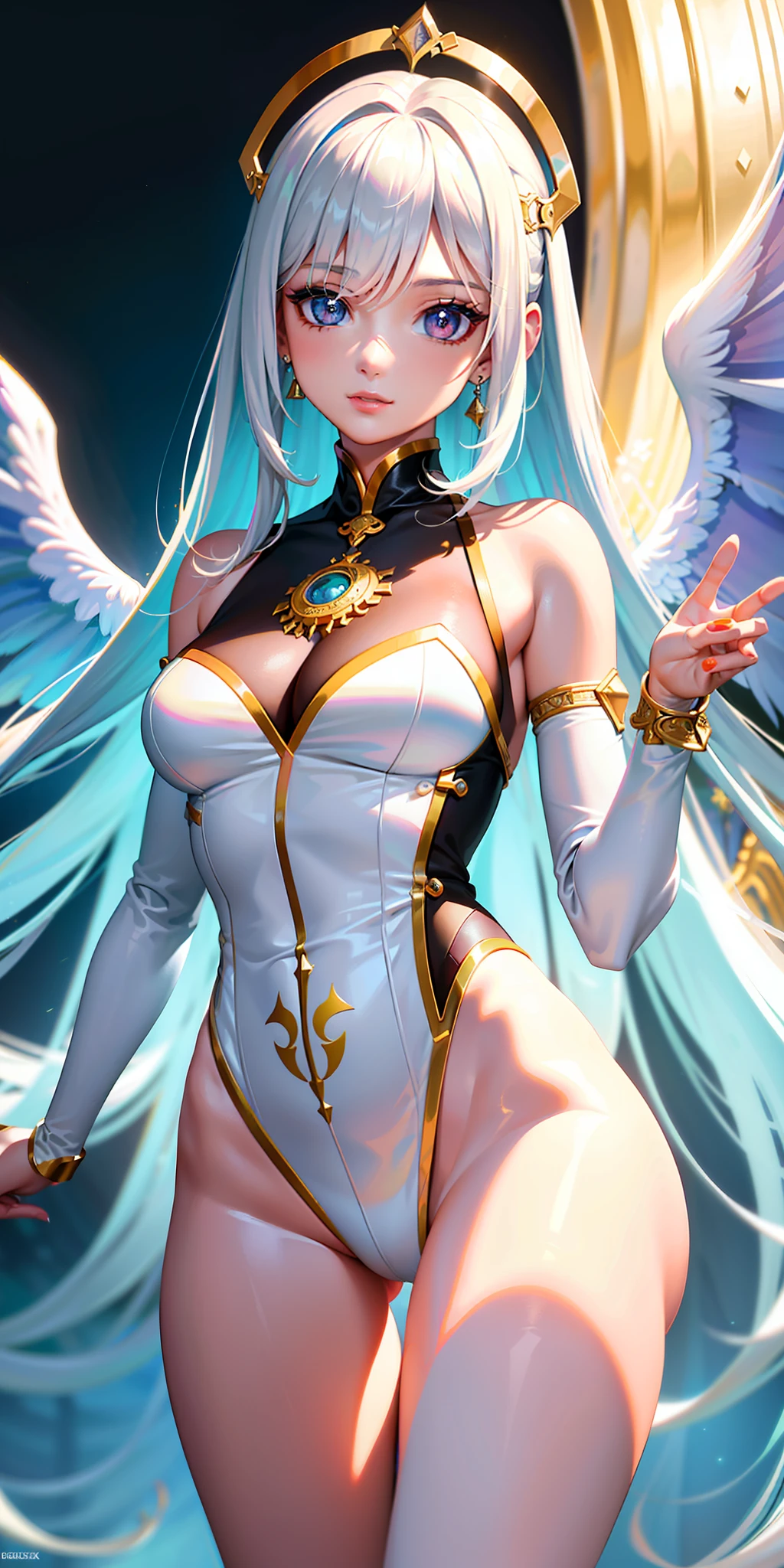 (masterpiece: 1:1, best quality), (beautiful and detailed eyes: 1:1), (8k CG unit wallpaper extremely detailed, masterpiece, super detailed, best shadow), (detailed background), (beautiful and detailed face, beautiful and detailed eyes), high contrast, (best lighting, extremely delicate and beautiful), 1girl,white hair,blue eyes,Anubis,wings,white clothes,winter,((colorful paint splashes on transparent background, Dulux,)), ((caustic)), dynamic angles, beautiful details shine, full body, cowboy photos, size 2:2