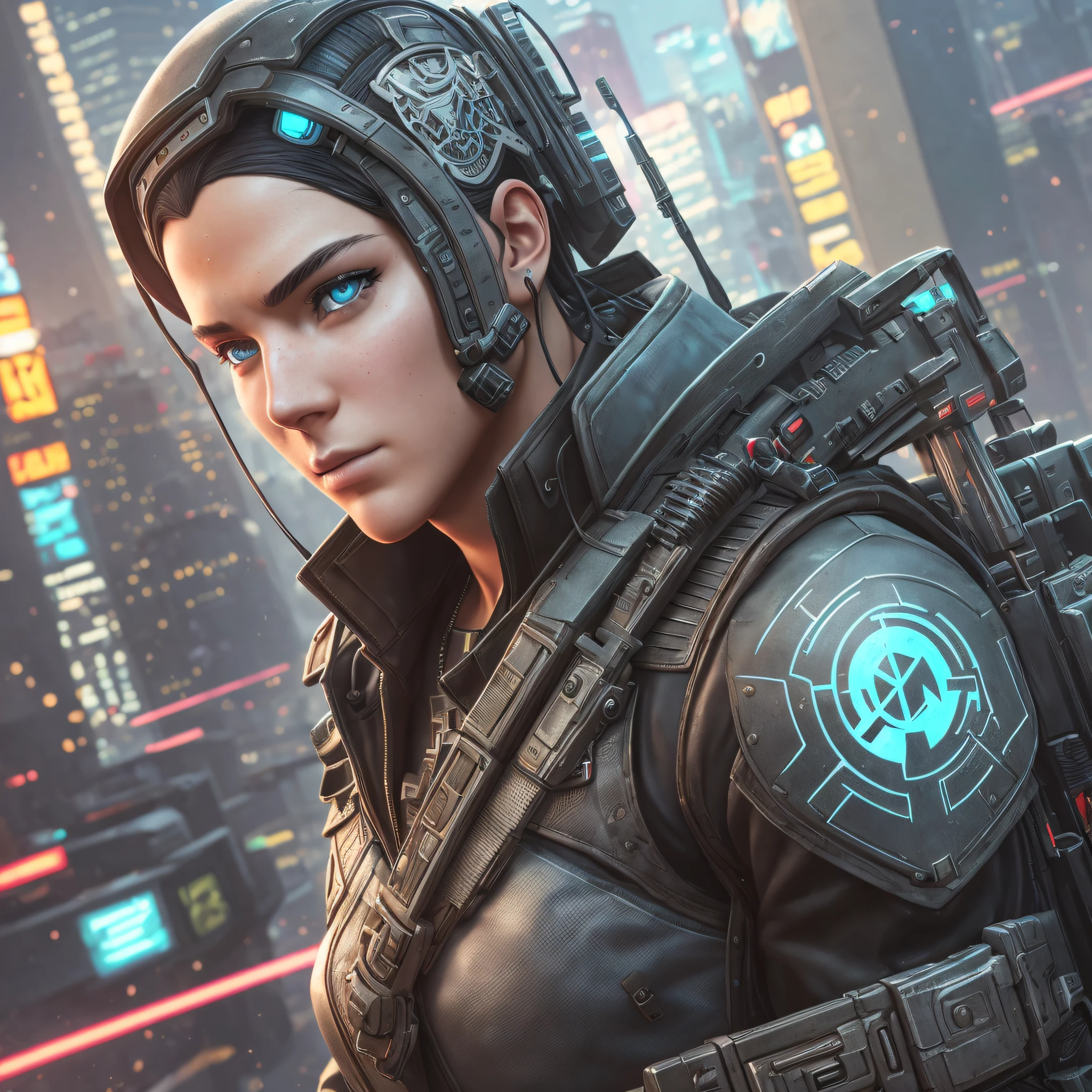 cyberpunk solider, 8 k, hd illustration, symmetrical, substance 3rd person style, 2d character design concept, unreal engine 5, DAZ, hyperrealistic, octane render, cosplay, RPG portrait, dynamic lighting, intricate detail, summer vibrancy, cinematic --auto --s2