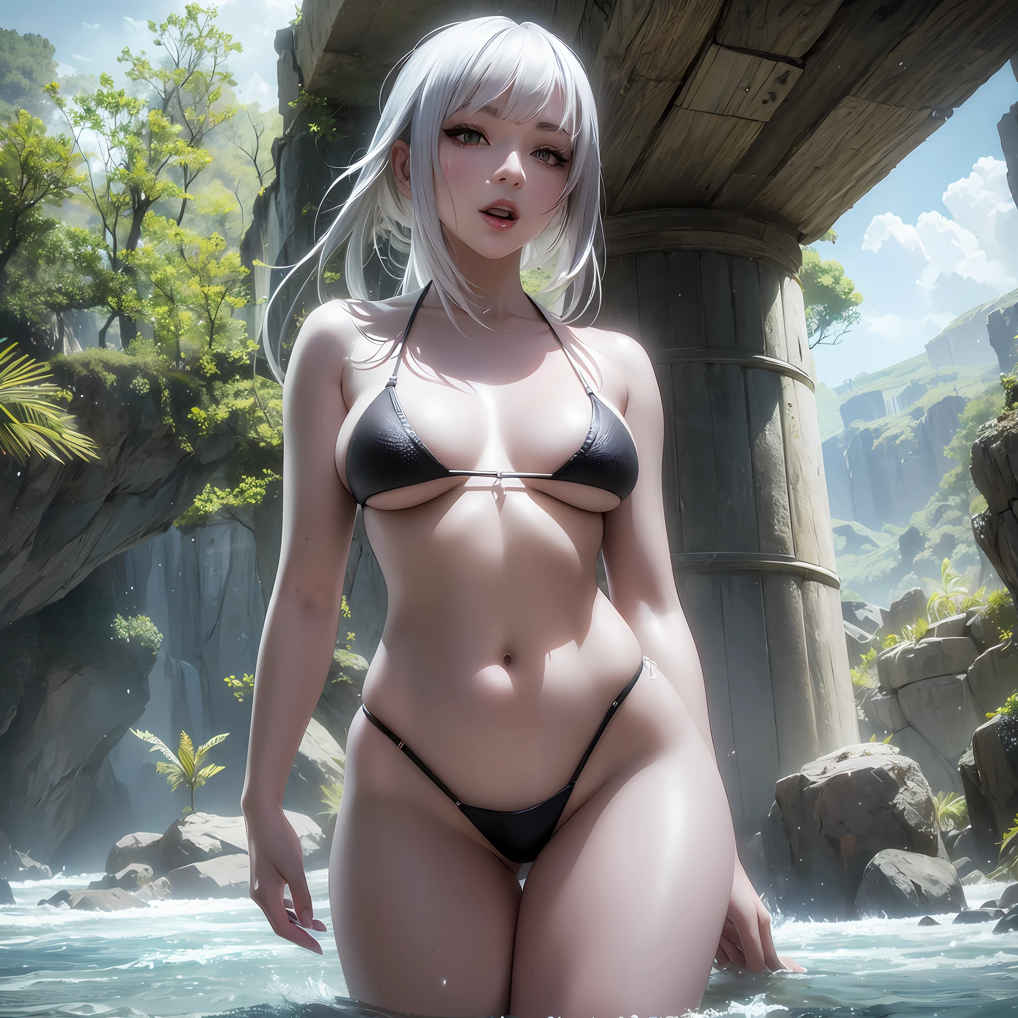 Beautiful flurry, sexy with exciting facial expression, naked in a bikini. Unreal Engine 5, Cinematic, Color Grading, Editorial Photography, Photoshoot --auto --s2