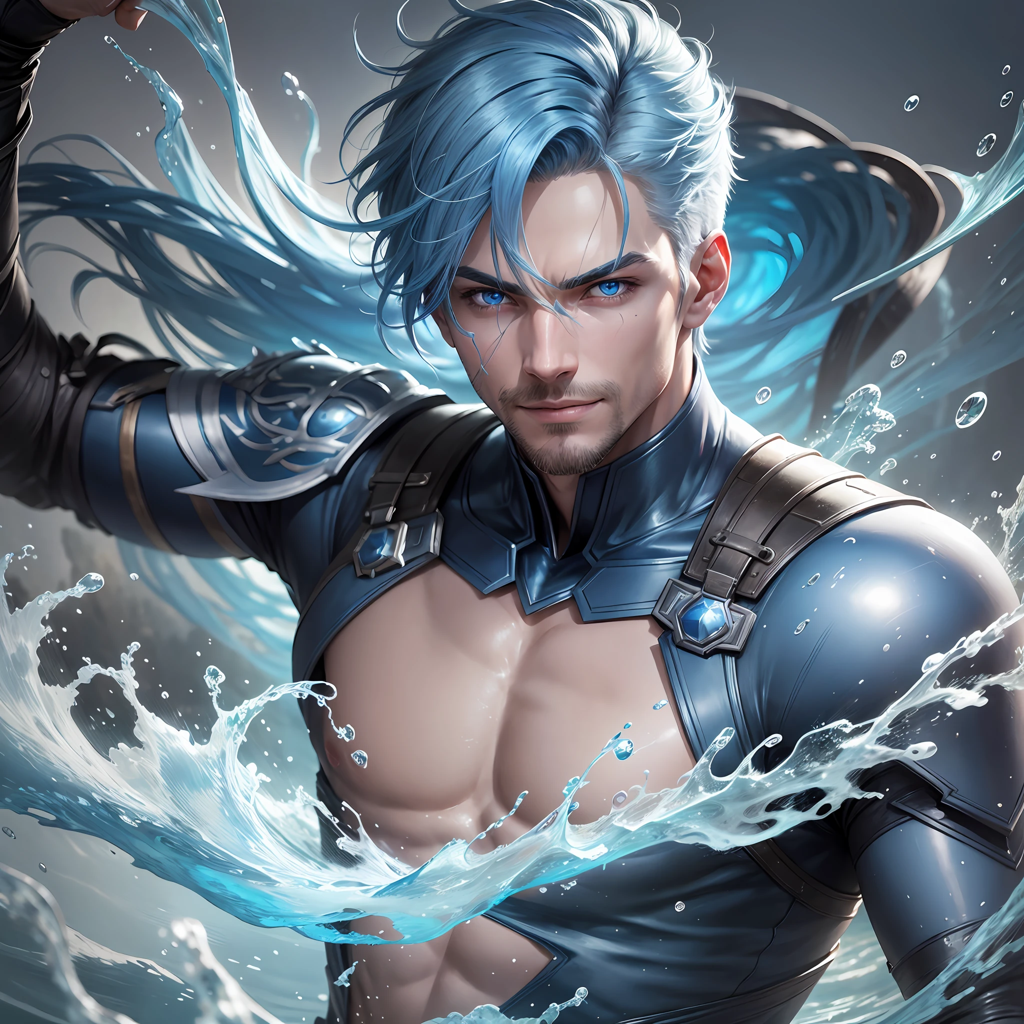 Male character with super power to control water, blue hair, blue eyes, 8k white skin, high definition, detailed face, detailed face, detailed eyes, hyper-realistic, + cinematic plan + dynamic composition, incredibly detailed, sharpness, details , smiling + day with sun + perfectionism + award-winning realism ((ambient lighting)) + modern clothing
Preparing --auto --s2