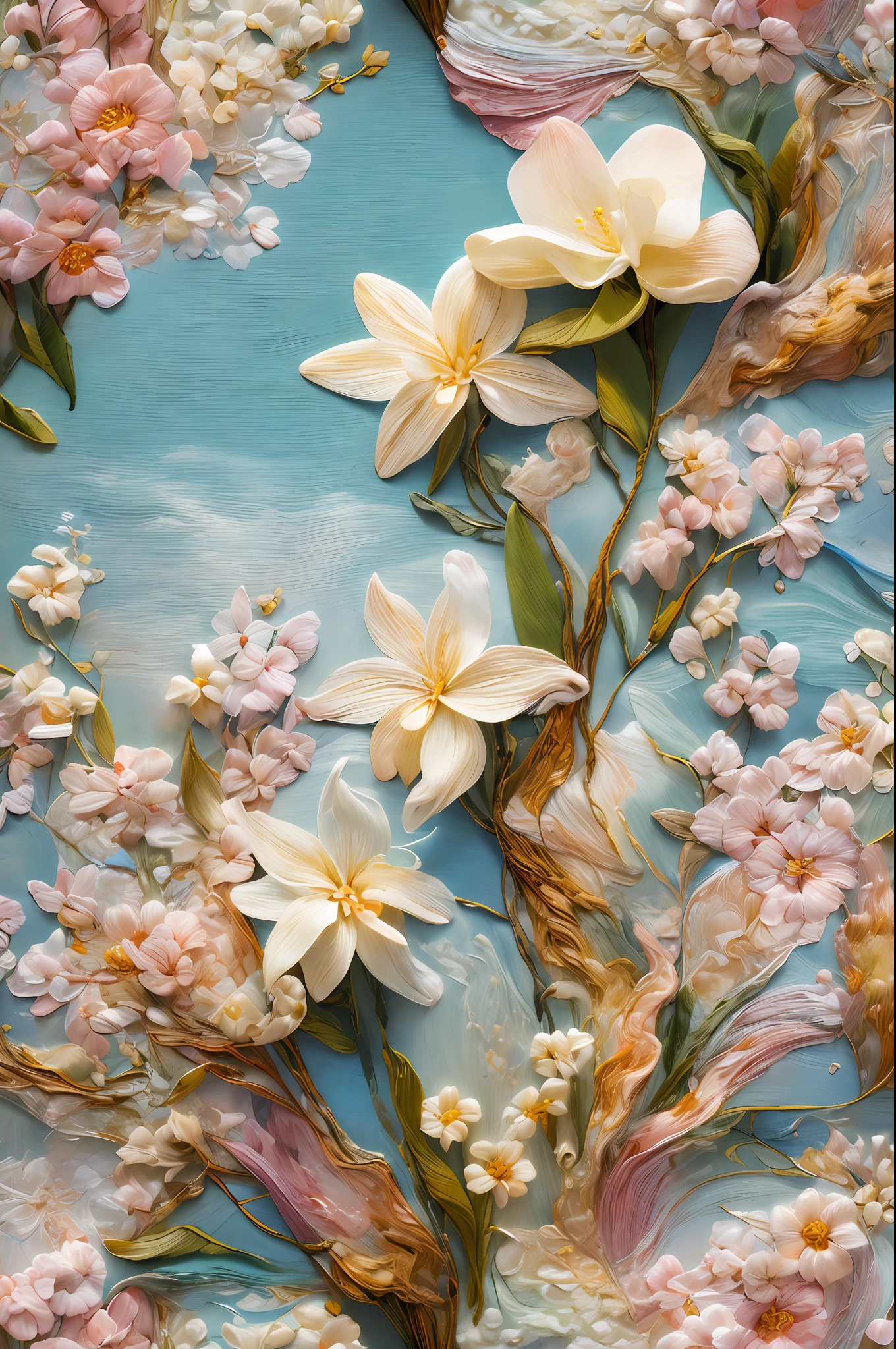Best quality, masterpiece, ultra high res, (photo realistic:1.4), surrealism, dream-like,
Stephanotis blossom, ((abstract  art)),
Embroidery,