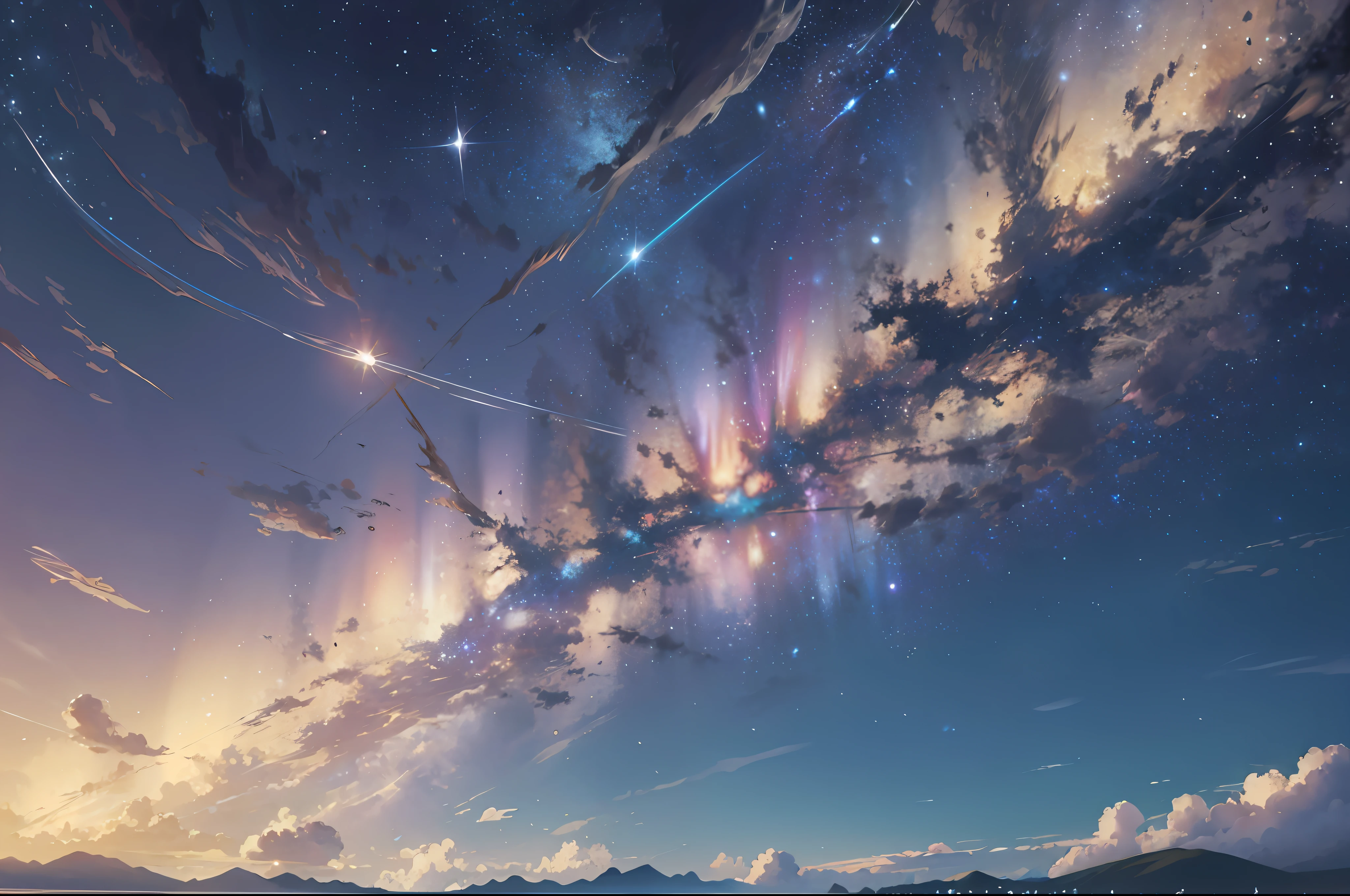 wallpaper, ridiculous resolution, high resolution, (masterpiece:1.4), super detailed, stars, seen from above, space, floating, --v 6