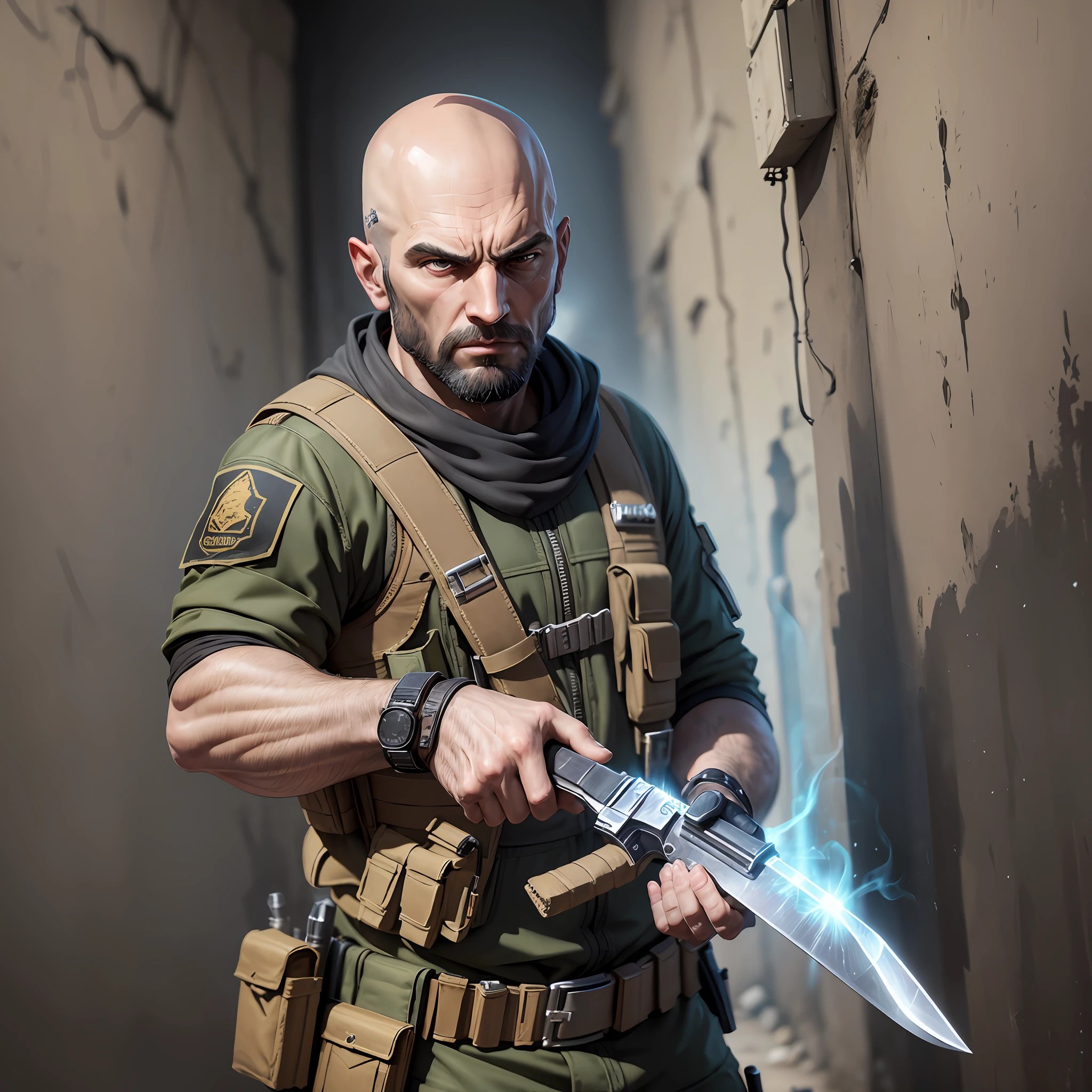 (8k, highest quality, best quality, masterpiece, highly detailed: 1.2),

Counter Strike character, terrorist, with a knife in hand, super detailed, bald, dust 2 map, smokes around and fire nearby, human hands, no mutation --auto --s2
