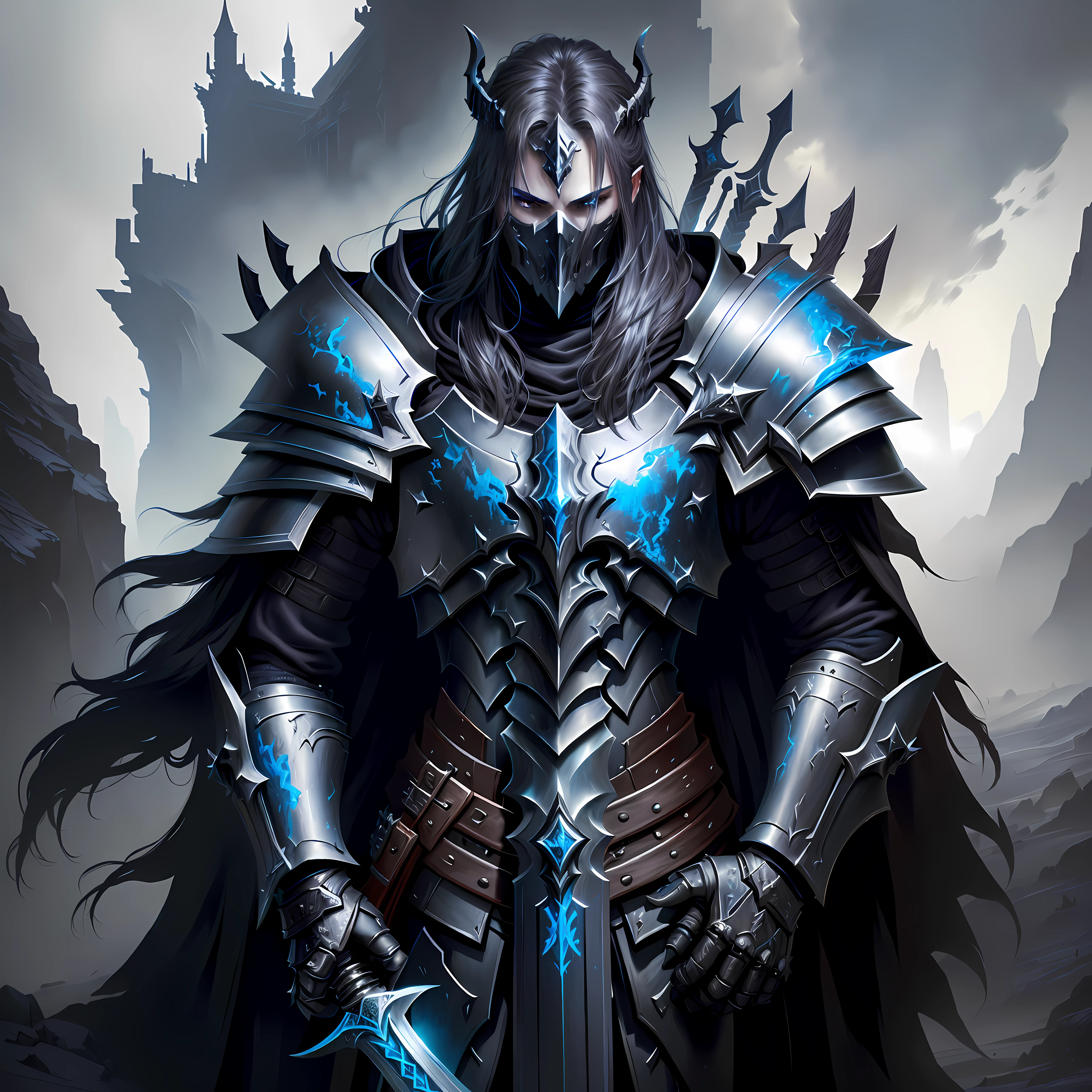 a close up of a person in armor holding a sword, epic fantasy digital art style, death knight, epic fantasy art style, dark fantasy style art, deathknight, painted in the style arcane, detailed digital 2d fantasy art, magic the gathering artstyle, epic fantasy style art, epic fantasy art style hd, grimdark paladin, epic exquisite character art