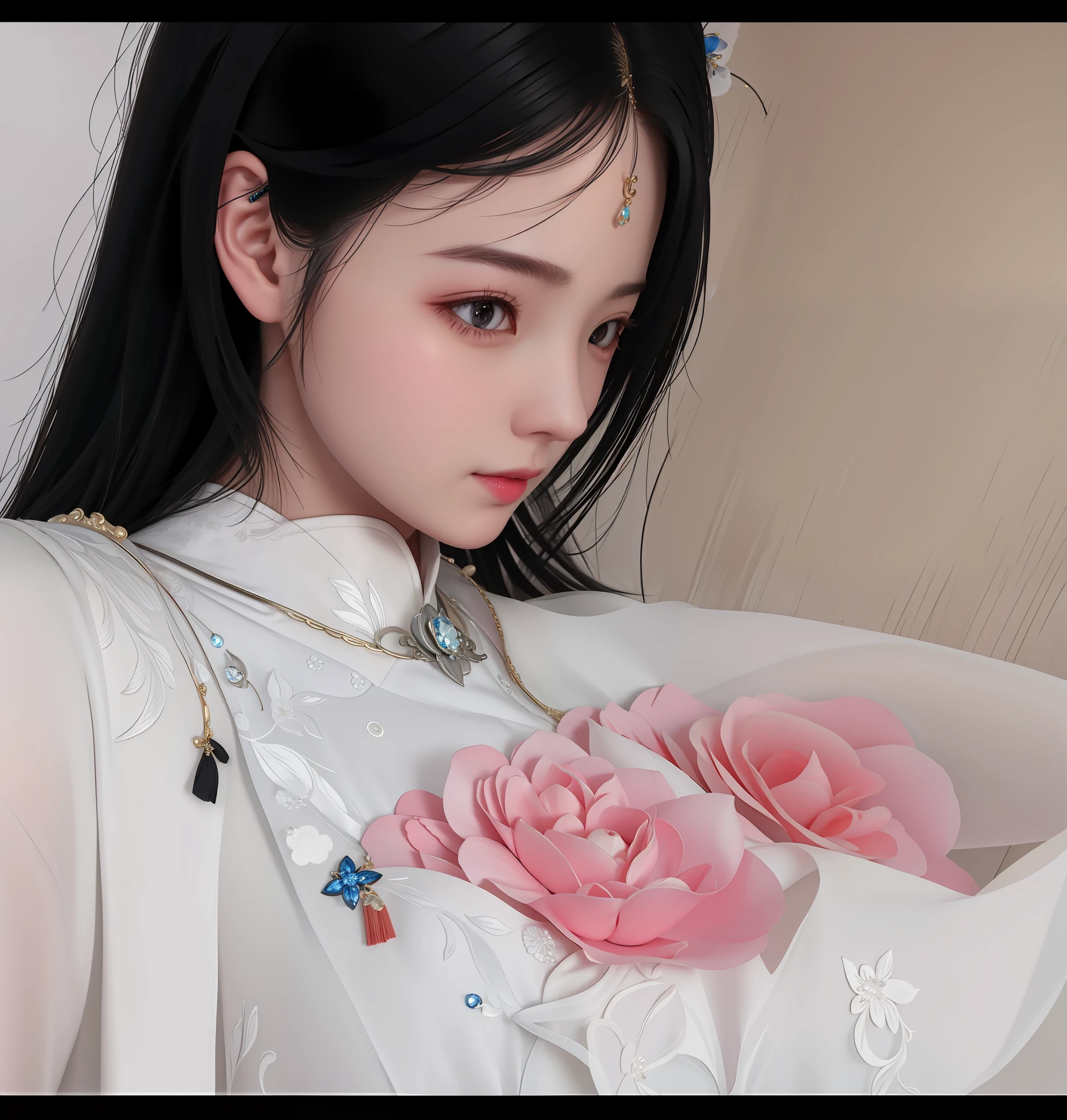 best quality, masterpiece, highres, 1girl,china wedding dress,hair ornament,necklace, jewelry,Beautiful face,upon_body, tyndall effect,photorealistic, dark studio, rim lighting, two tone lighting,(high detailed skin:1.2), 8k uhd, dslr, soft lighting, high quality, volumetric lighting, candid, Photograph, high resolution, 4k, 8k, Bokeh