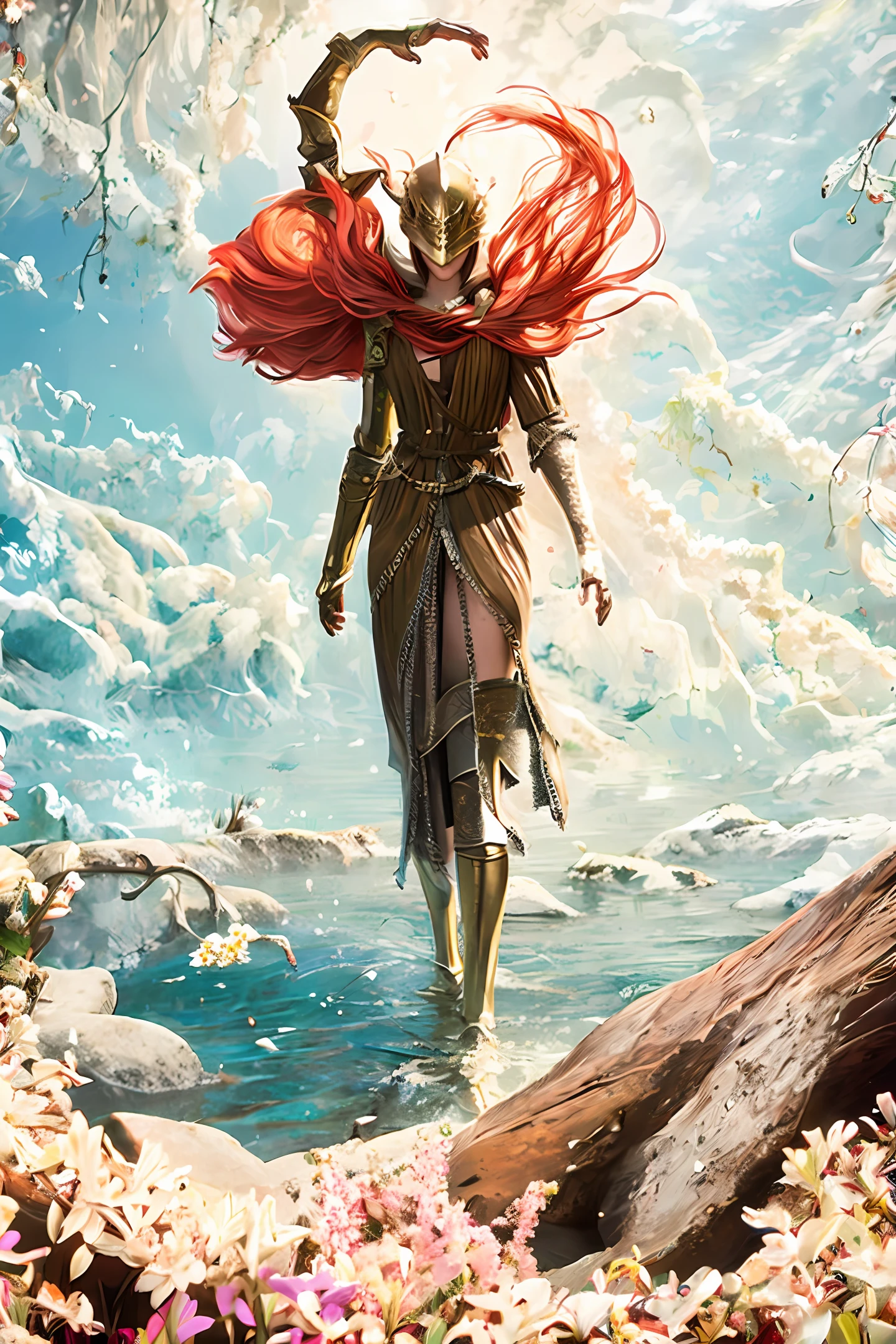 Woman knight heading towards the Horizon