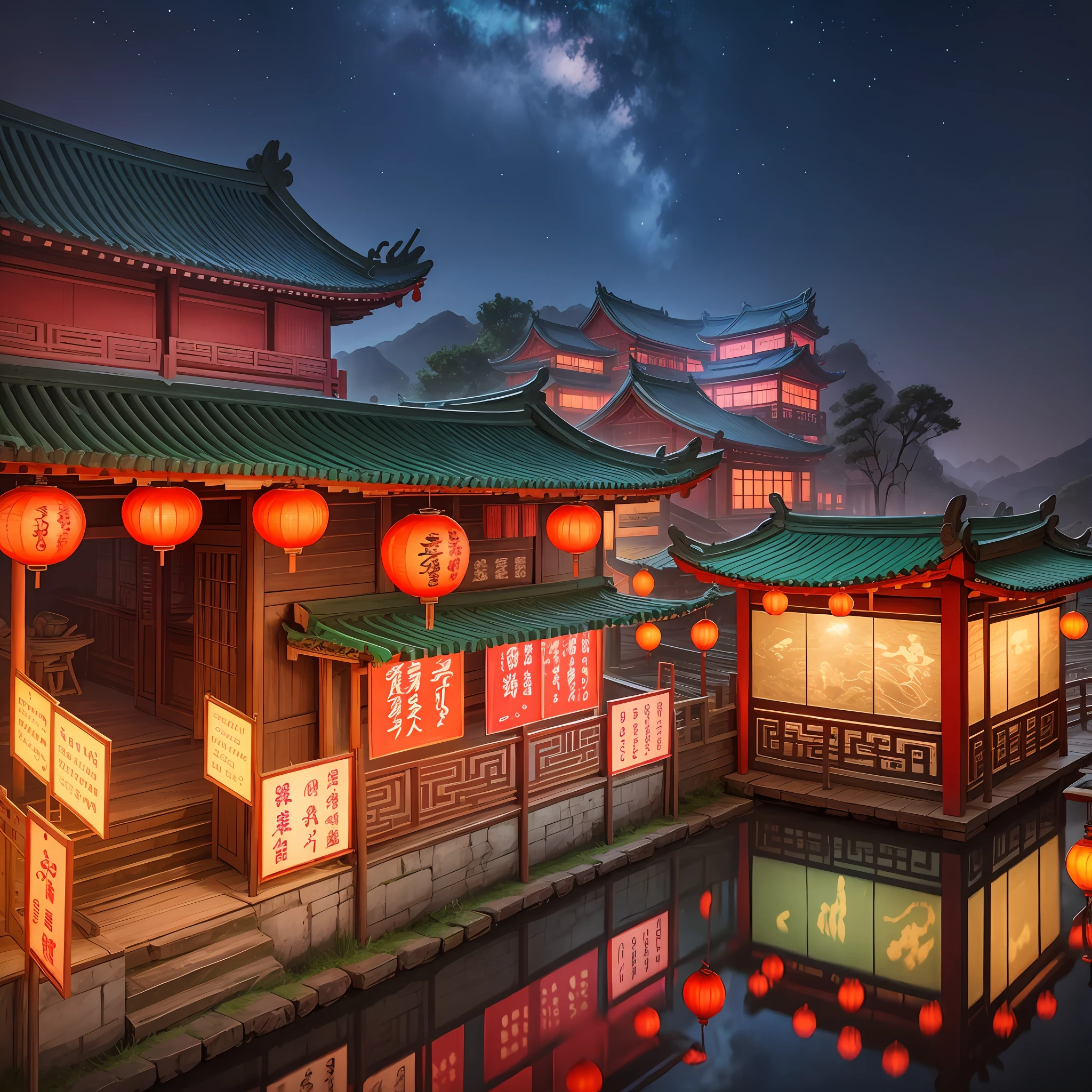 Scenery in ancient China with neon lights --auto --s2