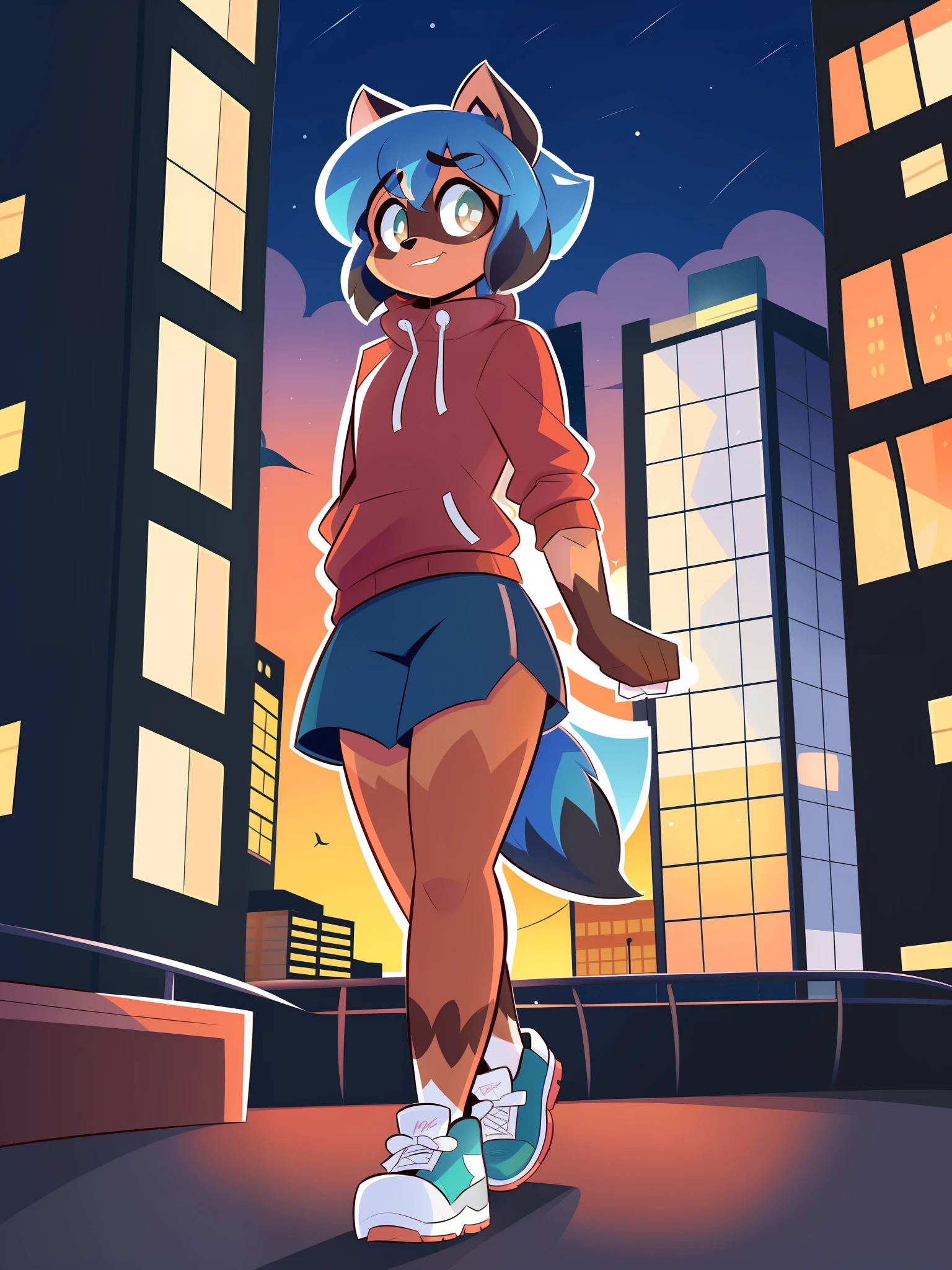 By Kilinah, (Coffeesoda:1.1), Hioshiru, Kilinah, Furry, Michiru Kagemori, Anthro, Female, Alone, City, Night, Walking
