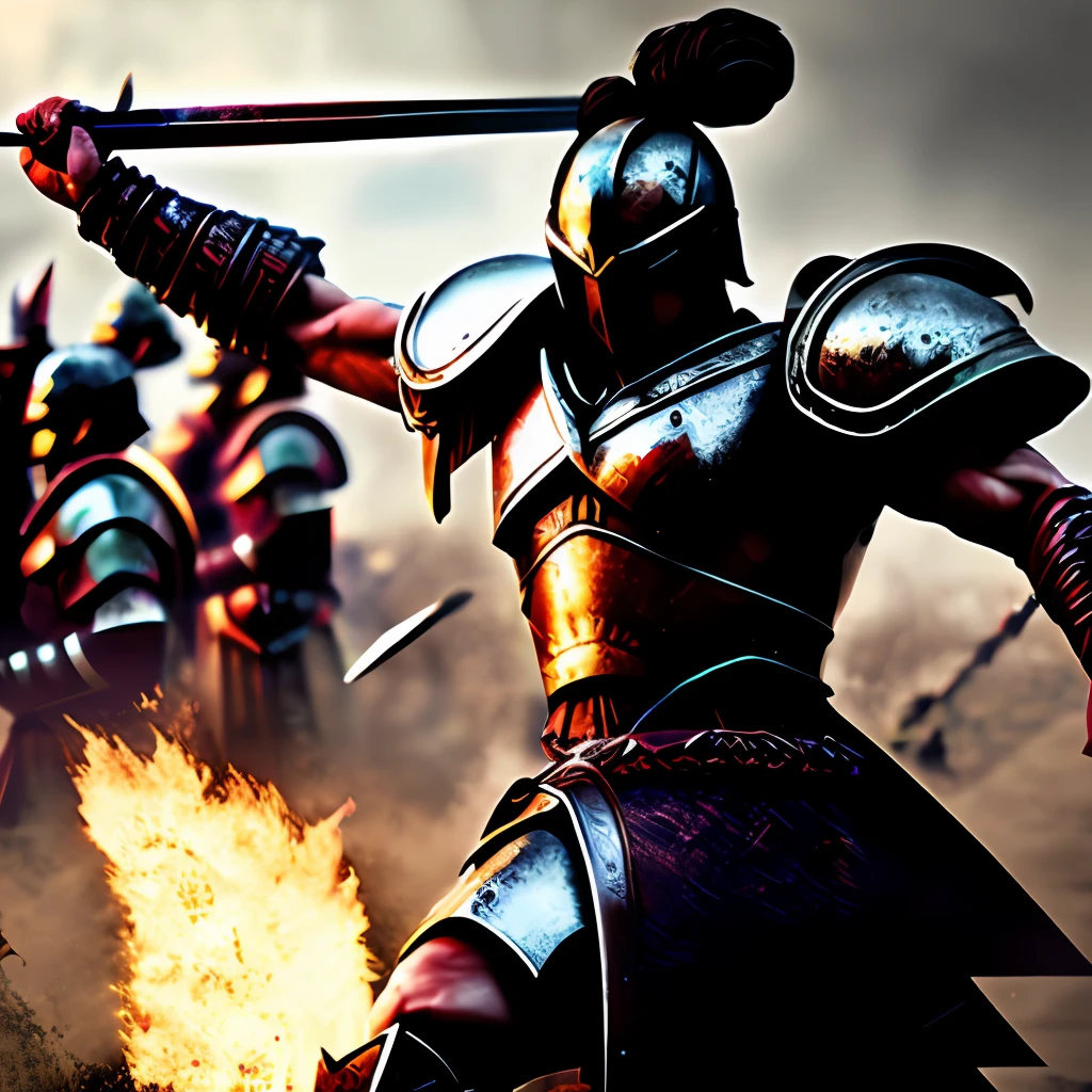 Spartan warrior battlefield, war, chaos