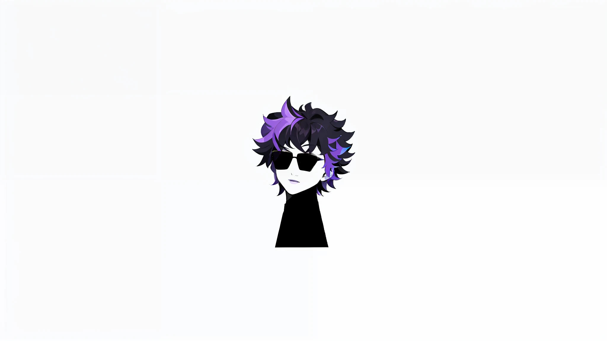 A closeup of a person with a purple hair and a black background, dark purple skin, purple head, purple-tinted, epic 3D abstract emo girl, (short curly dark hair), 4K octan render, halfbody headshot, dark purple tones, unknown art style, lineless, OC rendered, Joshy Sly-style art, Discord profile picture, open mouth