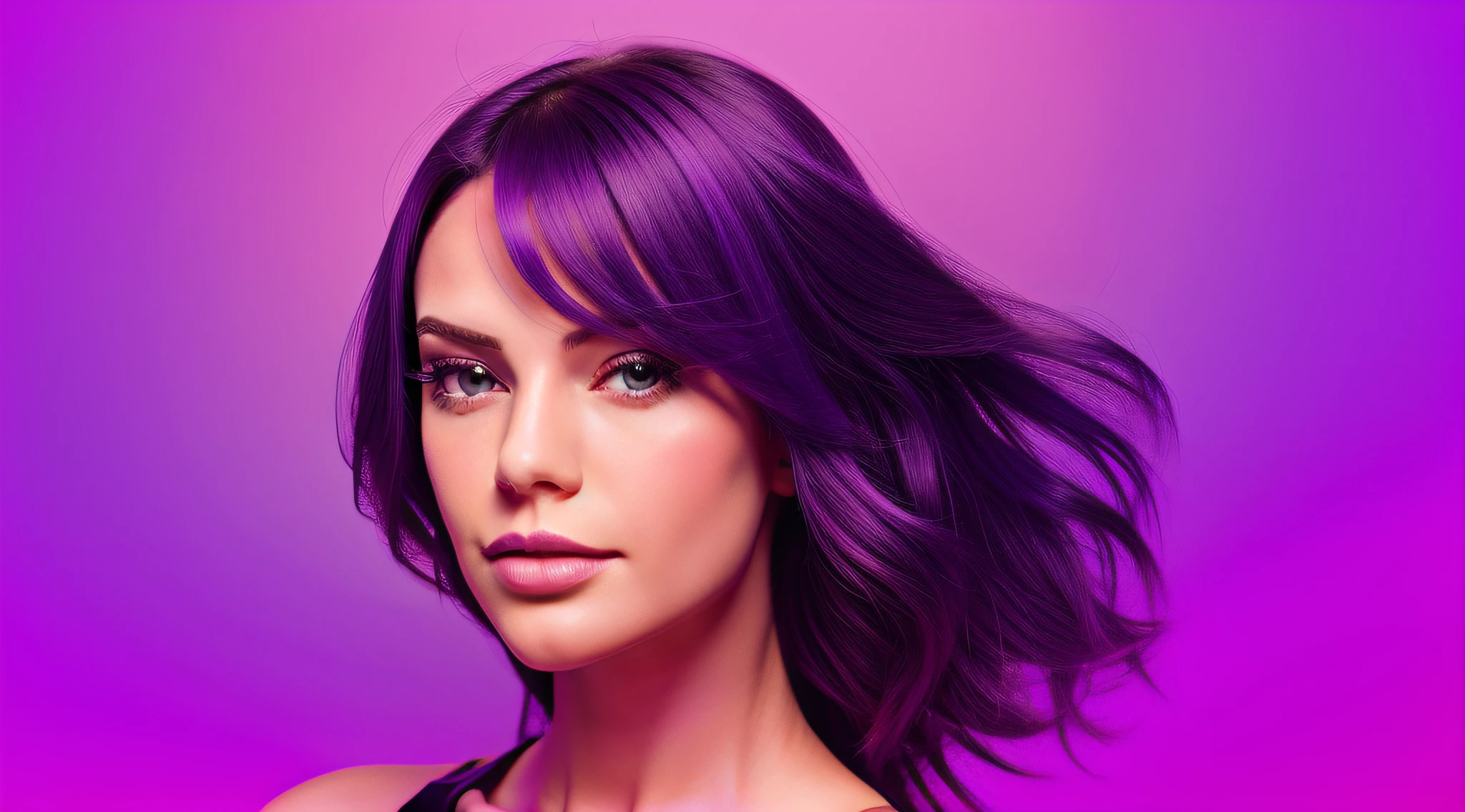 Generate an image with gradient purple background, very aesthetic and flashy