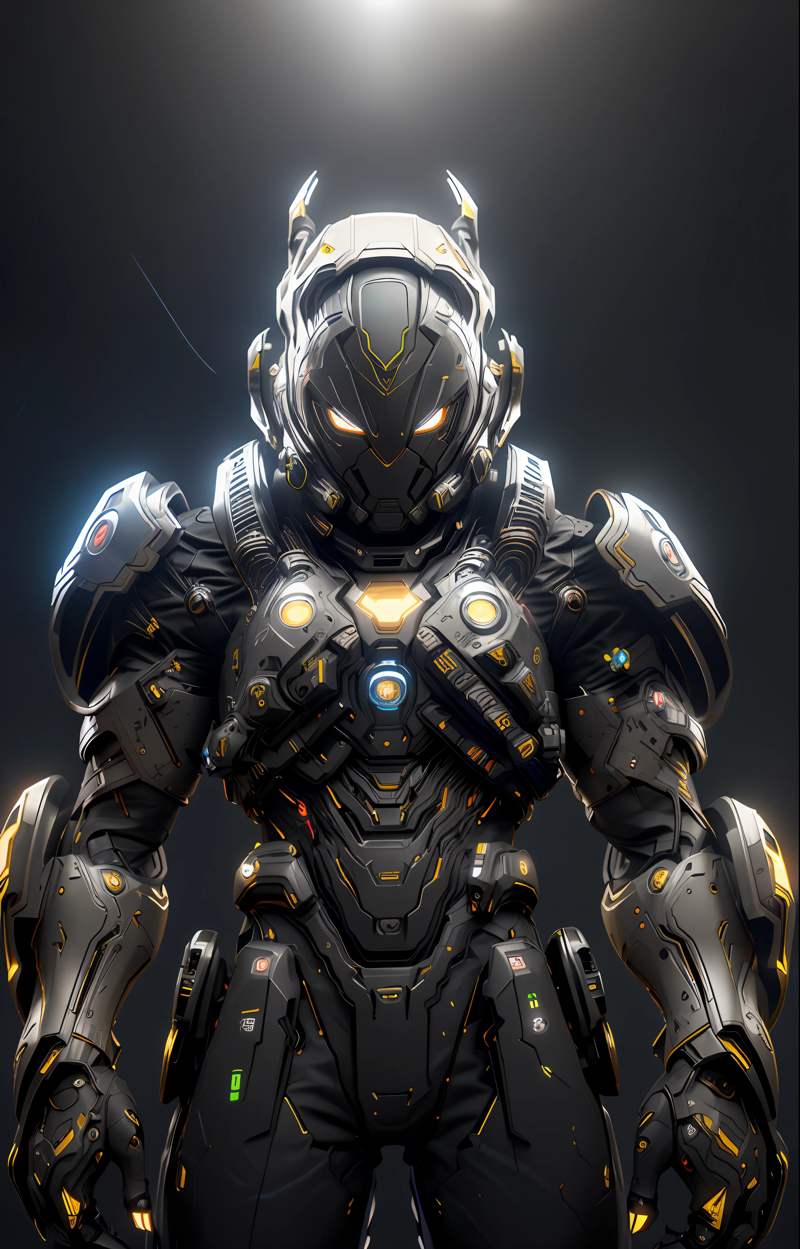 nousr robot masterpiece, best quality, 8k, beautiful cyborg man fantasy painting, japanese anime style, black gold, ultra detailed, ambient light, volumetric lighting, (dark night:1.4) mars mountain, light reflection, reflective lighting, sharp focus, battle pose, focus on face