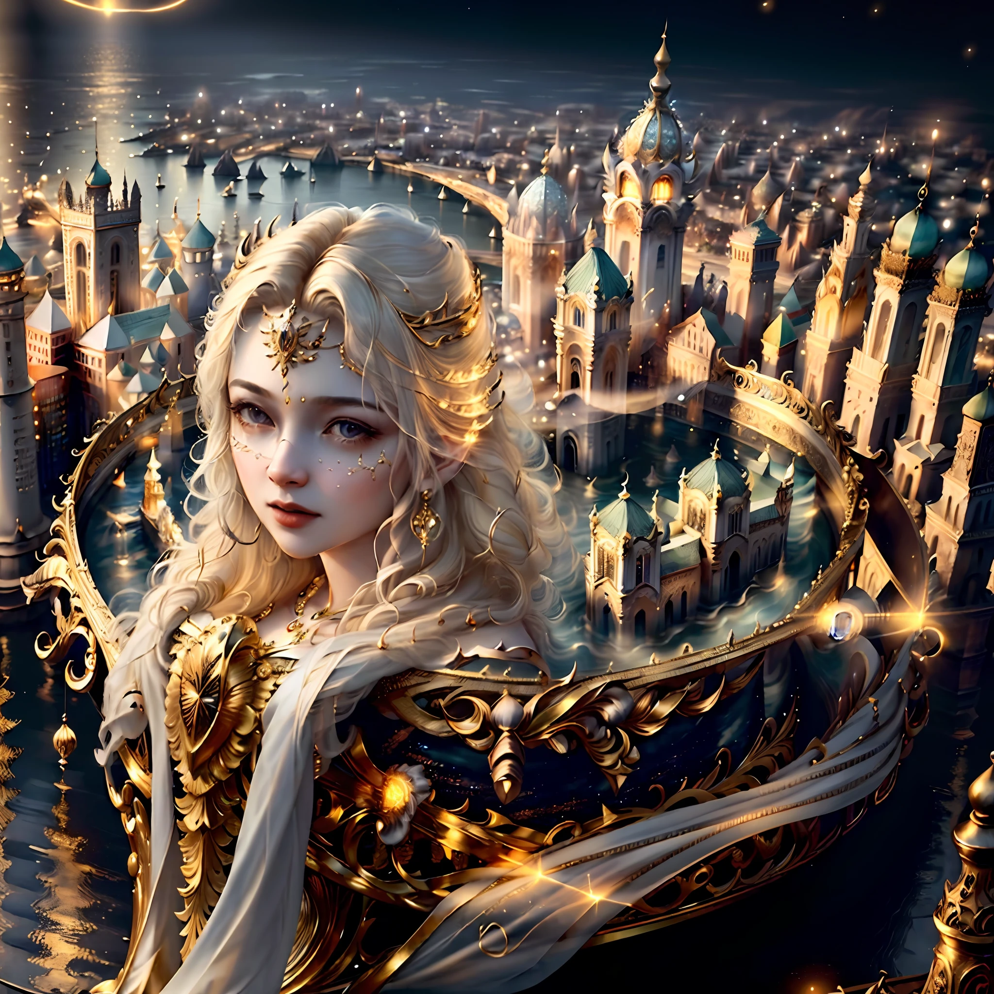 (((masterpiece)), IvoryGoldAI City at night, isometric, 3D rendering, very high definition, high detail, 8k, cinematic lighting, ultra high resolution, best quality, girls