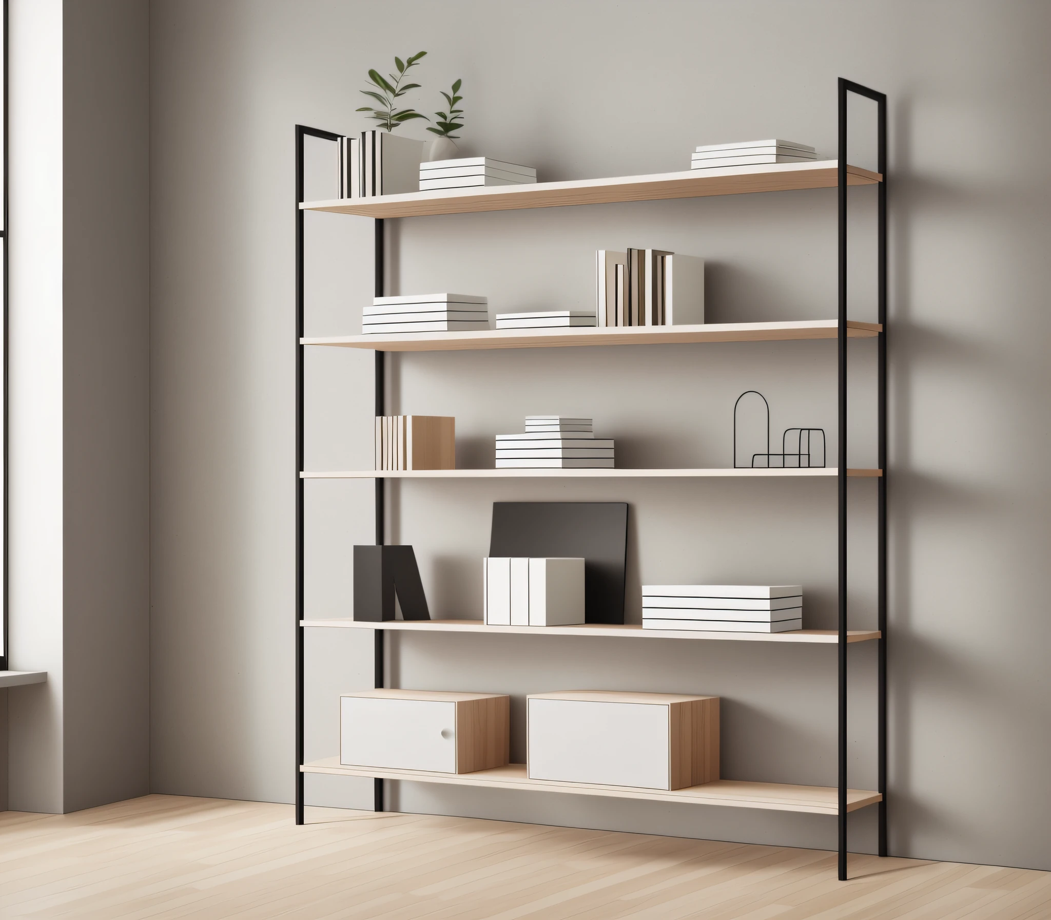 Create images like Wouddesign, Hay, Muuto, Karimokunewstandard, Nendo, inspired unique non-ordinary furnitures, shelves, lightcabinet, clothes hanger made of wood, each images contains 8 designs