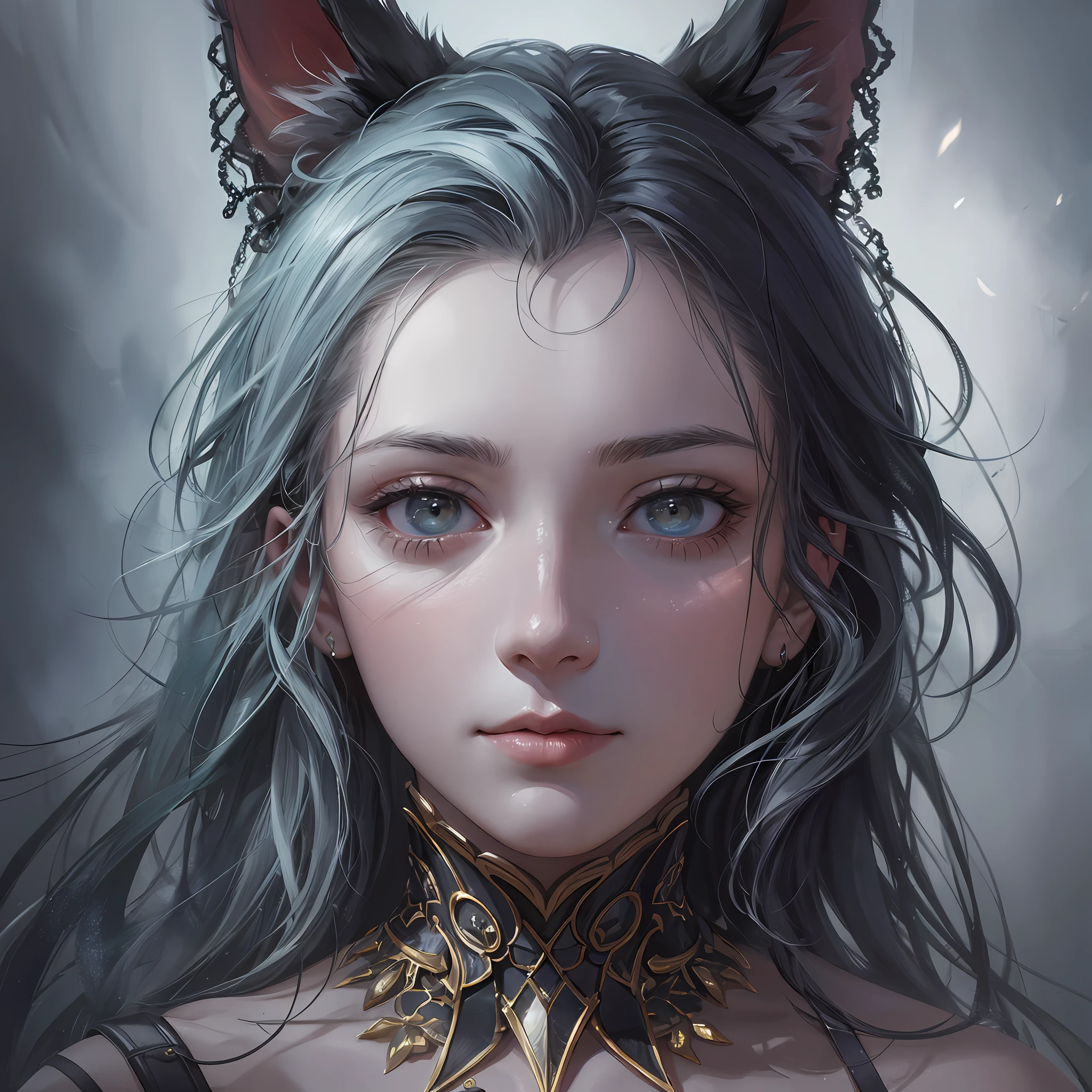 Surrealistic portrait: Create a portrait of a character by mixing realistic and surreal elements. For example, you can combine the human face with elements of animals, plants or inanimate objects.front focus), (in the dark:1.6), portrait, fantasy art, realistic photo, dynamic lighting, artstation, poster, volumetric lighting, very detailed faces, 4 k, award-winning --auto --s2