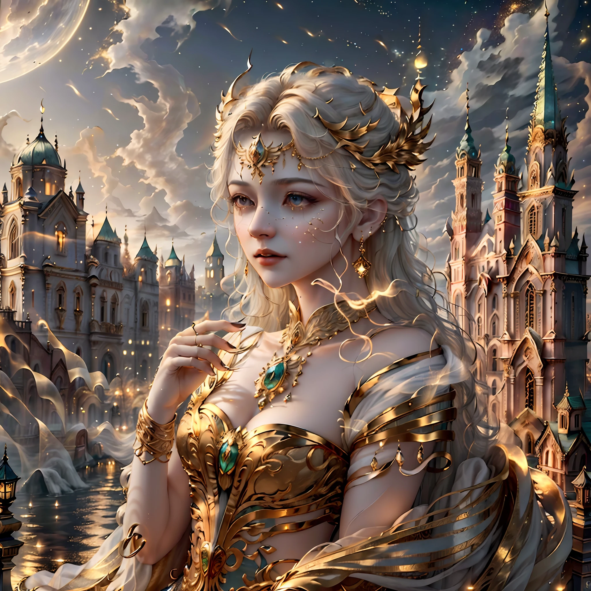(((masterpiece)), IvoryGoldAI City at night, isometric, 3D rendering, very high definition, high detail, 8k, cinematic lighting, ultra high resolution, goddess, best quality