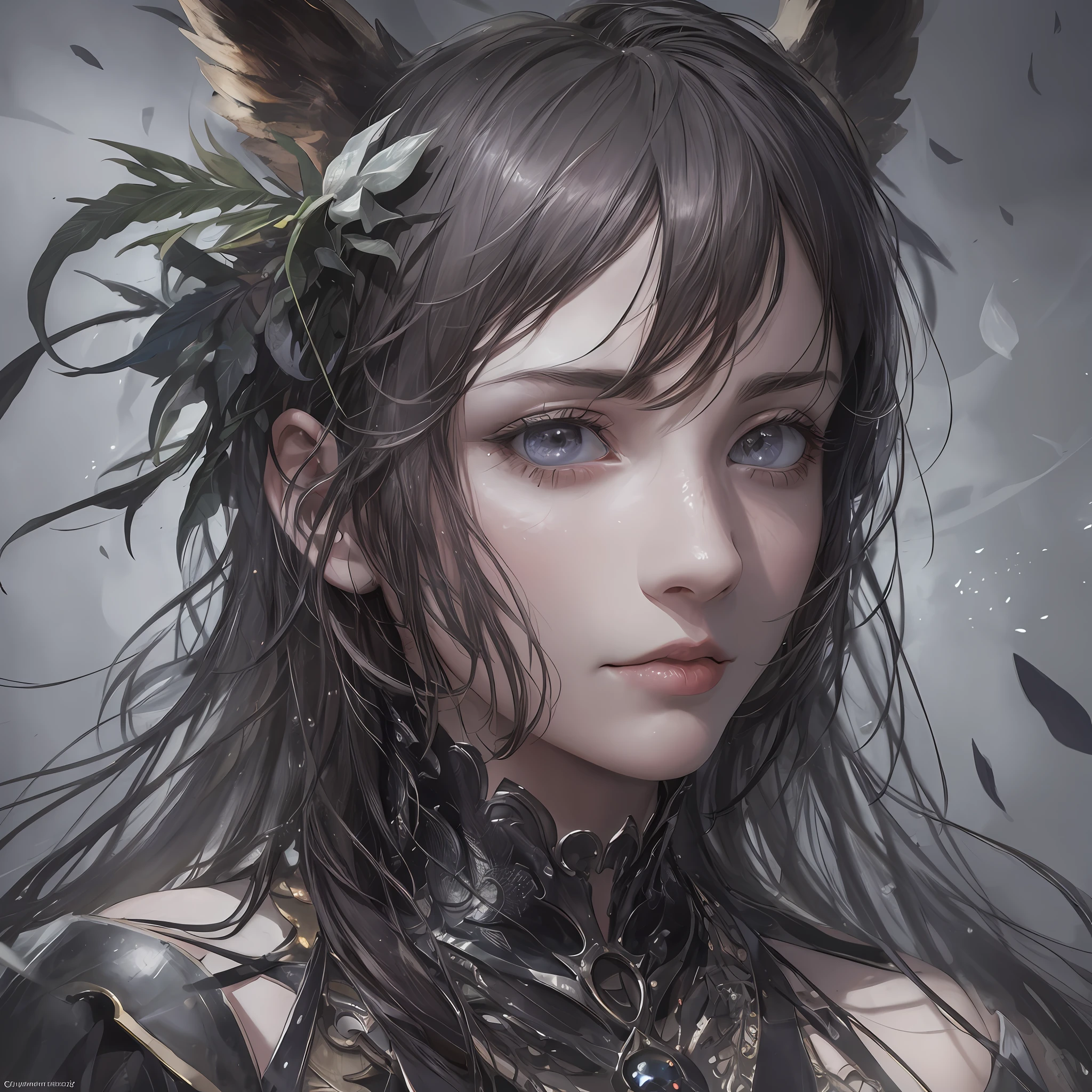 Surrealistic portrait: Create a portrait of a character by mixing realistic and surreal elements. For example, you can combine the human face with elements of animals, plants or inanimate objects.front focus), (in the dark:1.6), portrait, fantasy art, realistic photo, dynamic lighting, artstation, poster, volumetric lighting, very detailed faces, 4 k, award-winning --auto --s2