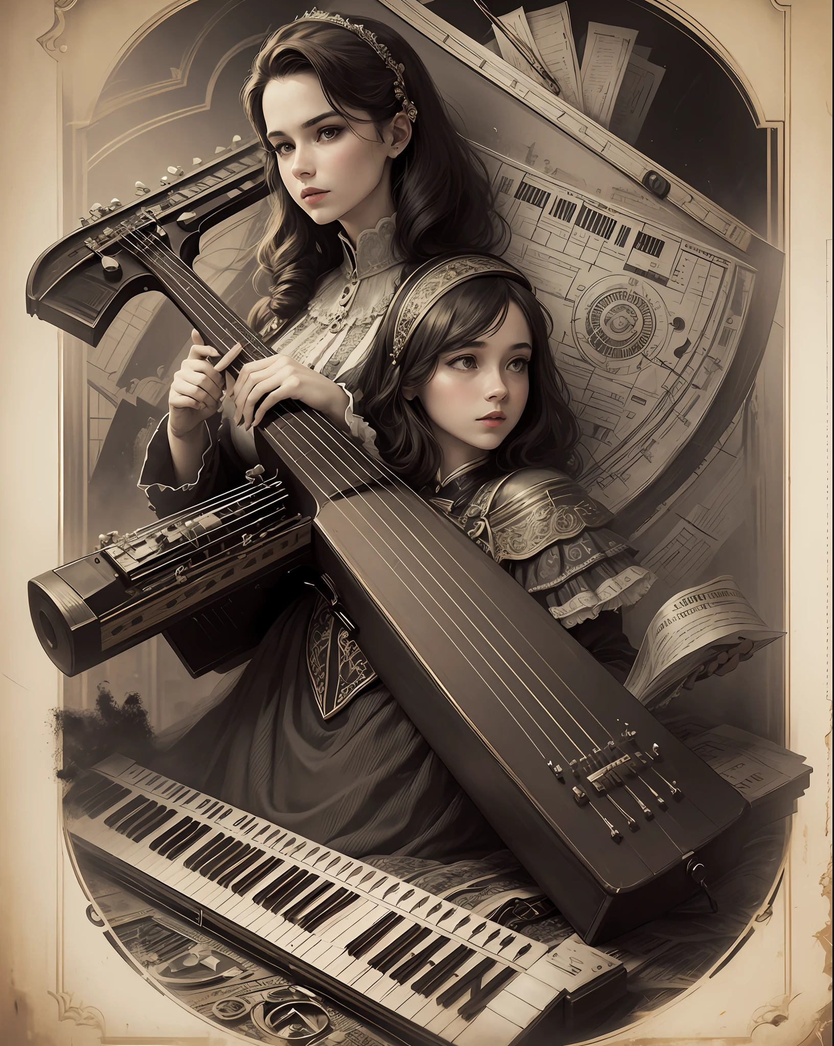 Flayer Film Music School, Vintage Style, Digital Art, Realistic, Intricate Details, 16K, --auto --s2