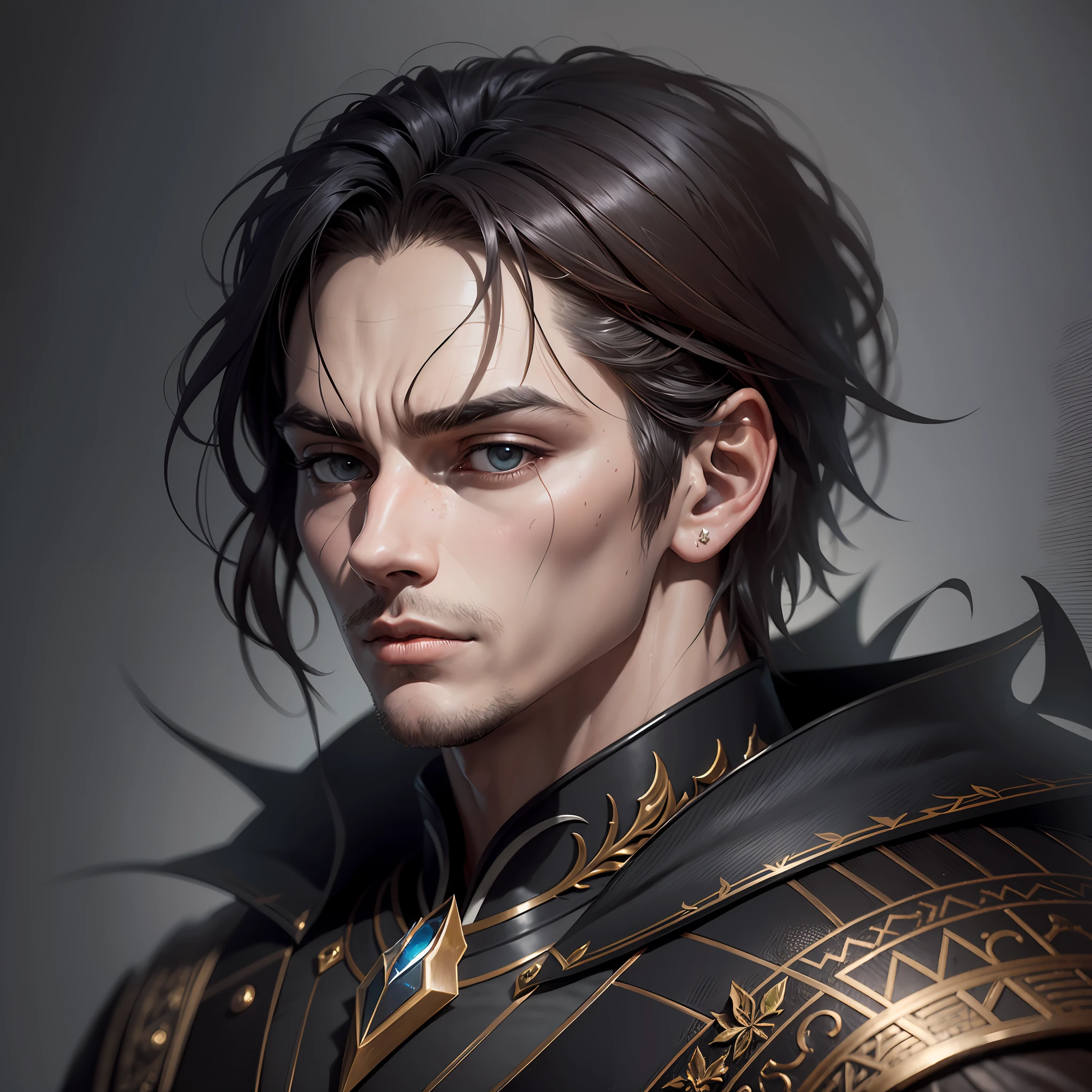 Surrealist Portrait: Create a portrait of a male character by mixing realistic and surreal elements. For example, you can combine the human face with elements of animals, plants or inanimate objects.front focus), (in the dark:1.6), portrait, fantasy art, realistic photo, dynamic lighting, artstation, poster, volumetric lighting, very detailed faces, 4 k, award-winning --auto --s2
