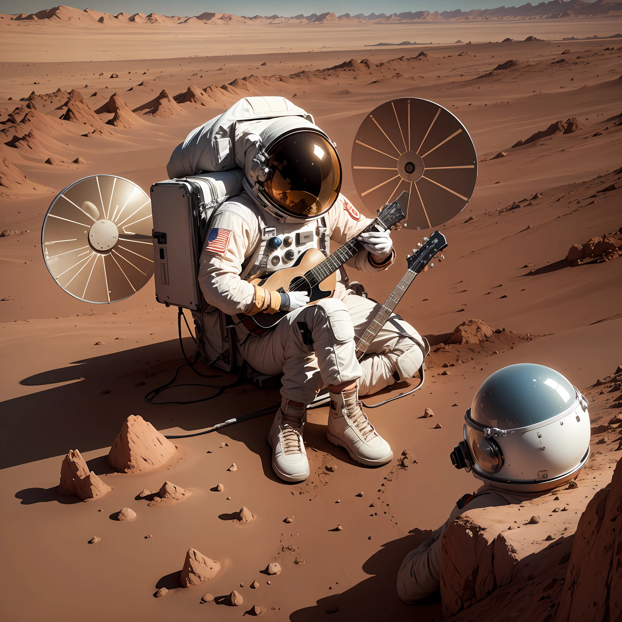 Astronaut playing guitar on Mars with epic imagery --auto --s2