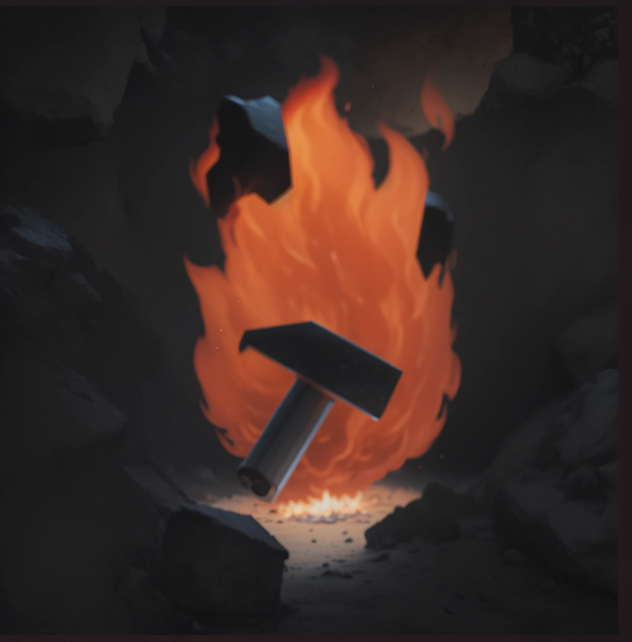 uM BURNING HAMMER IN A FORGE, FORGE, ANVIL --auto --s2