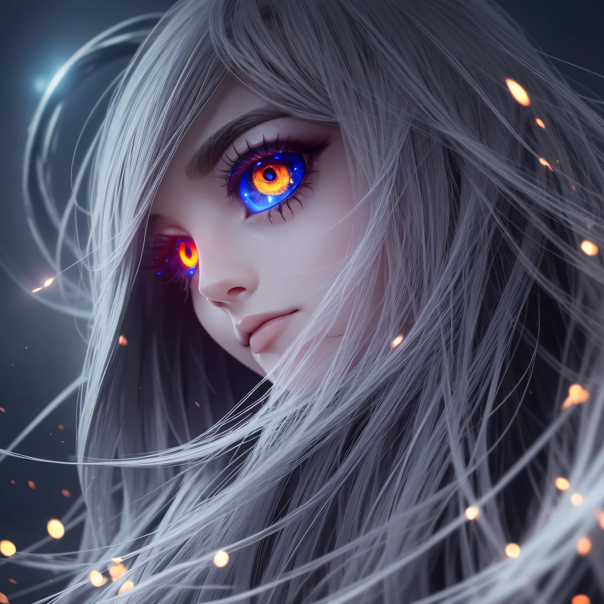 Beautiful glowing eyes in the dark, burning eyes of a man with long eyelashes