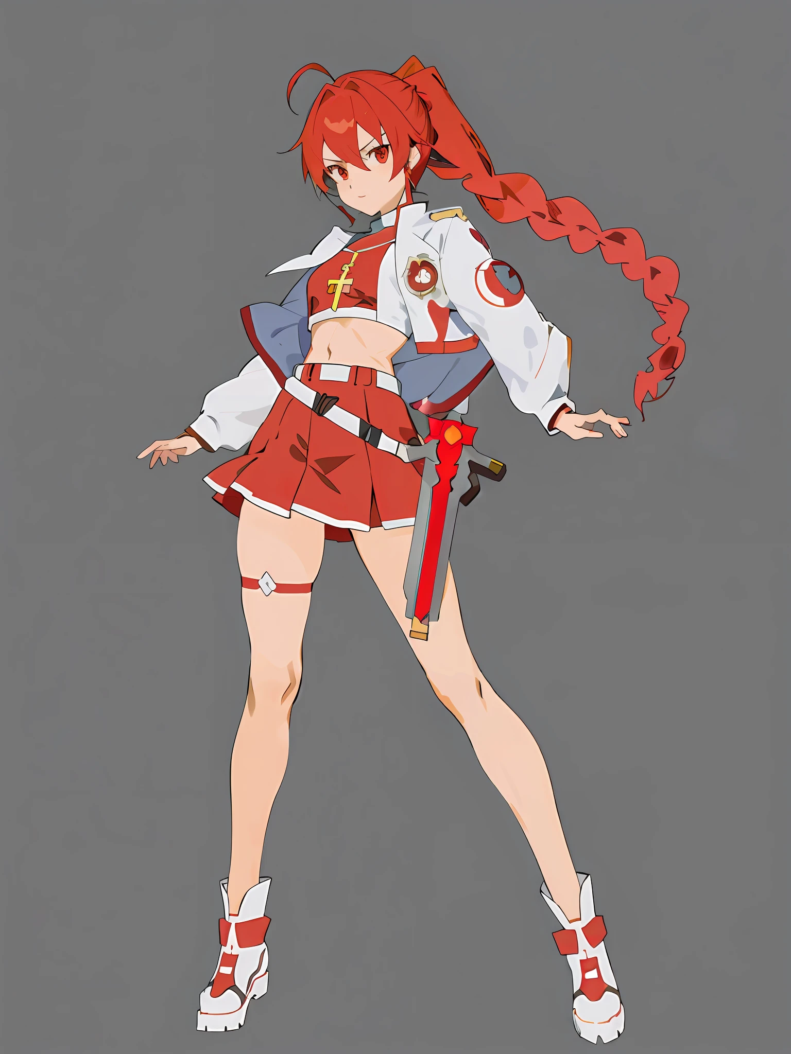 anime girl with red hair and a sword in her hand, cushart kenz, cushart krenz, female action anime girl, female protagonist 👀 :8, cushart krenz key art feminine, anime character design, anime full body illustration, official character art, female anime character, anime style character, full body zenkai! asuka suit magical girl now on chest