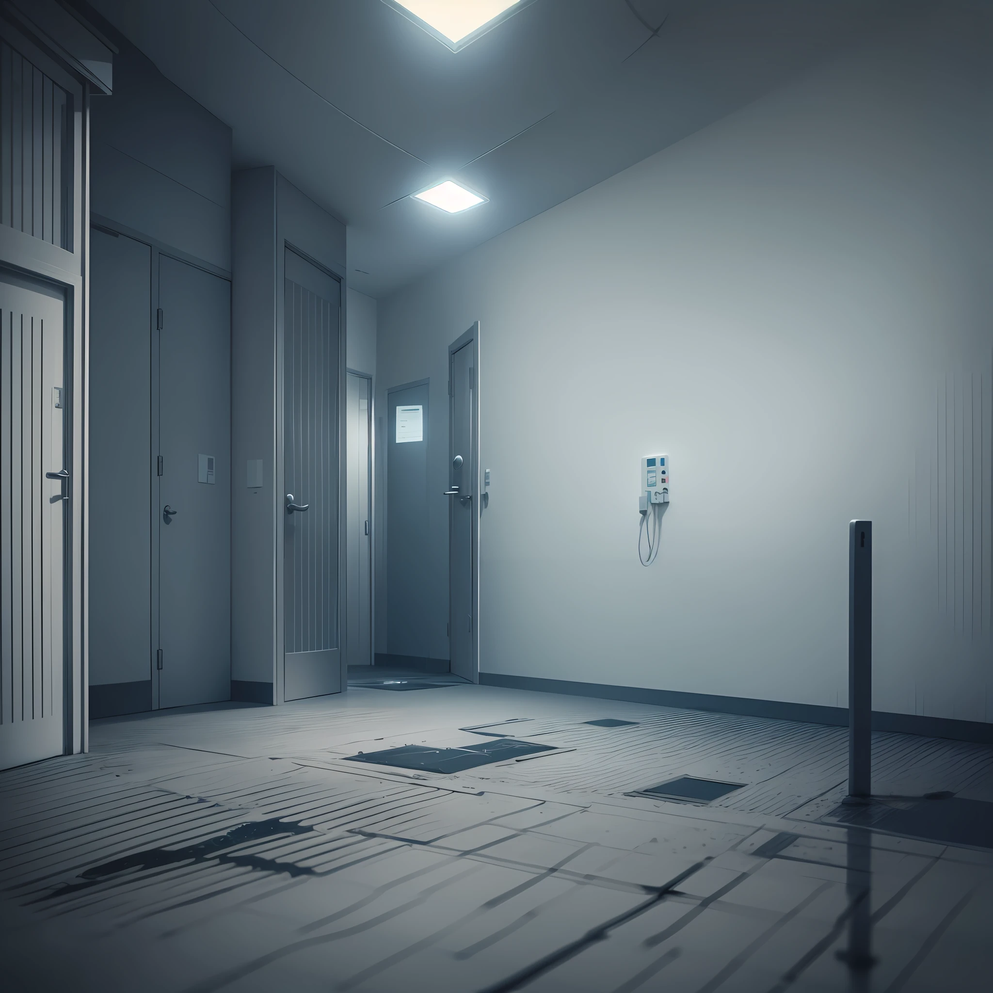 Create a sad, realistic, nocturnal and empty image of a hospital covered in the uncertainty of fog, with a shocking and frightening appearance --auto --s2