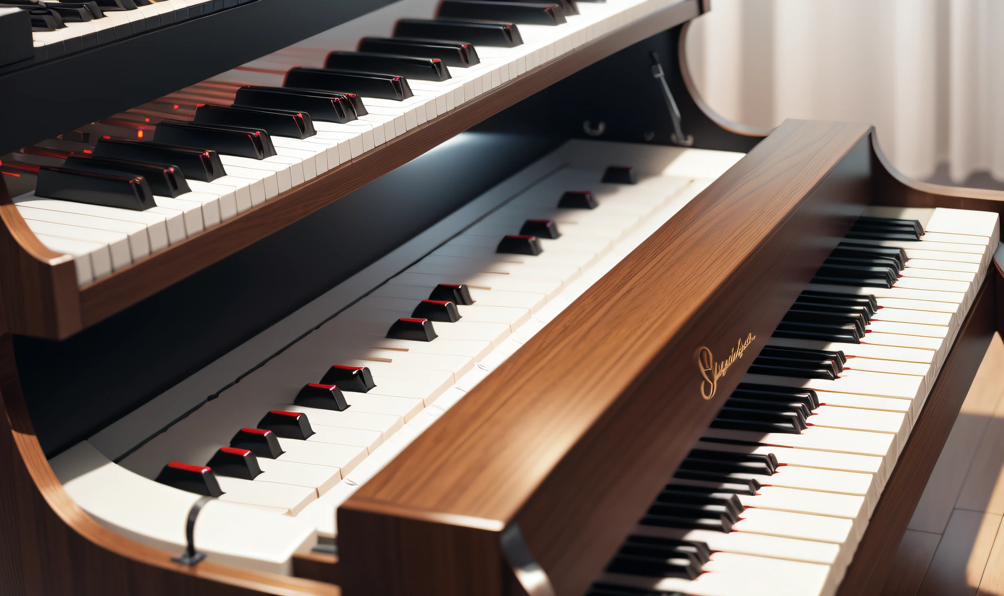 A more modern piano with bright keys