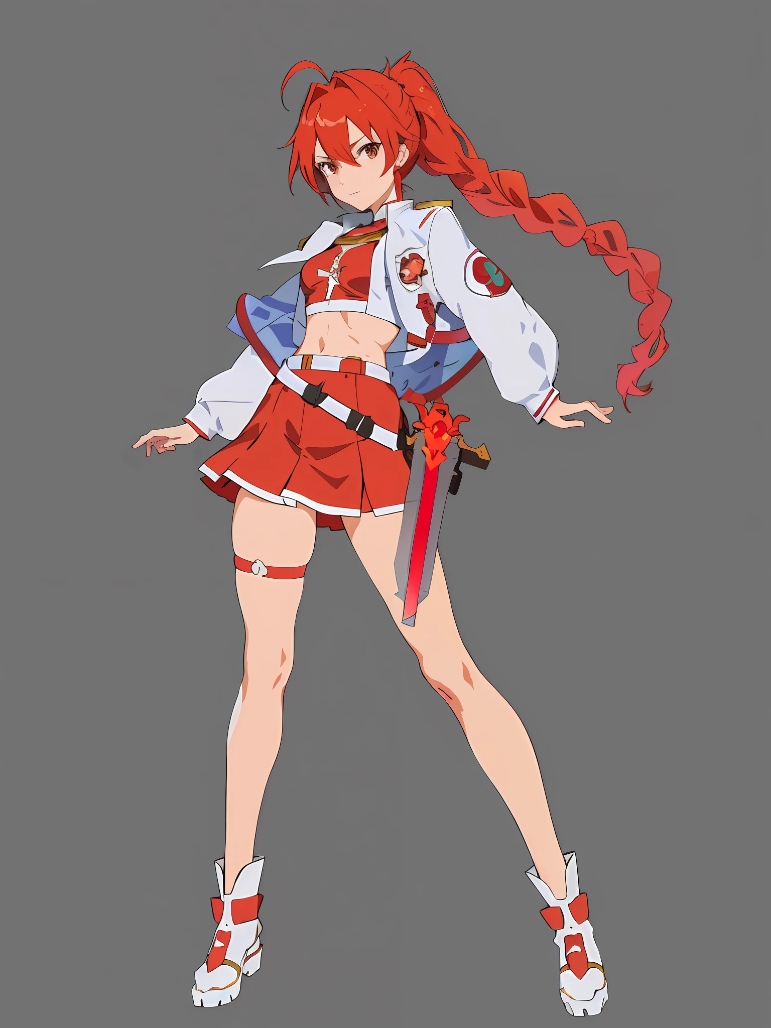 anime girl with red hair and a sword in her hand, cushart krenz, cushart kenz, cushart krenz key art feminine, official character art, anime full body illustration, full body zenkai! asuka suit, asuka, sakura kinomoto, makoto kano, female magical anime girl, anime character design, single character full body