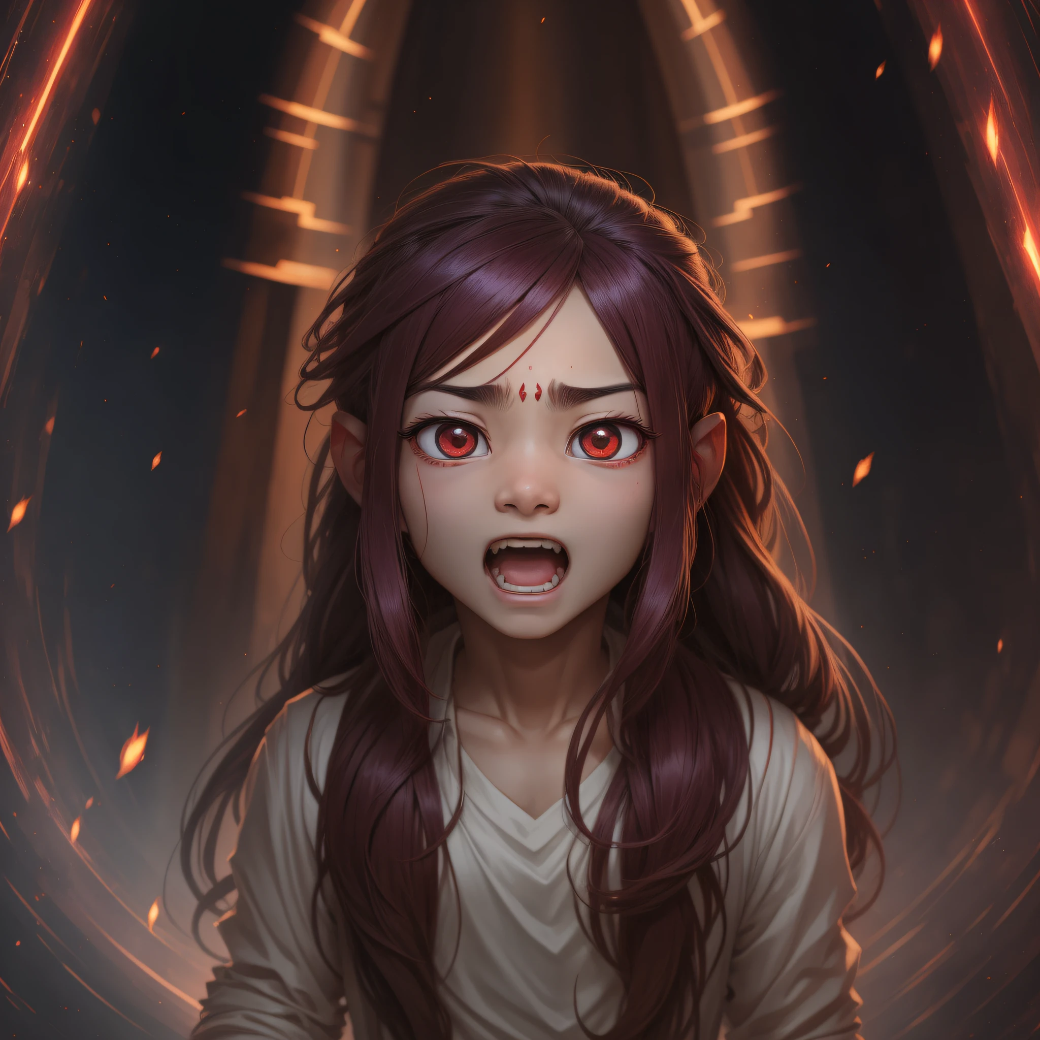 a young Asura guy with long hair is surprised