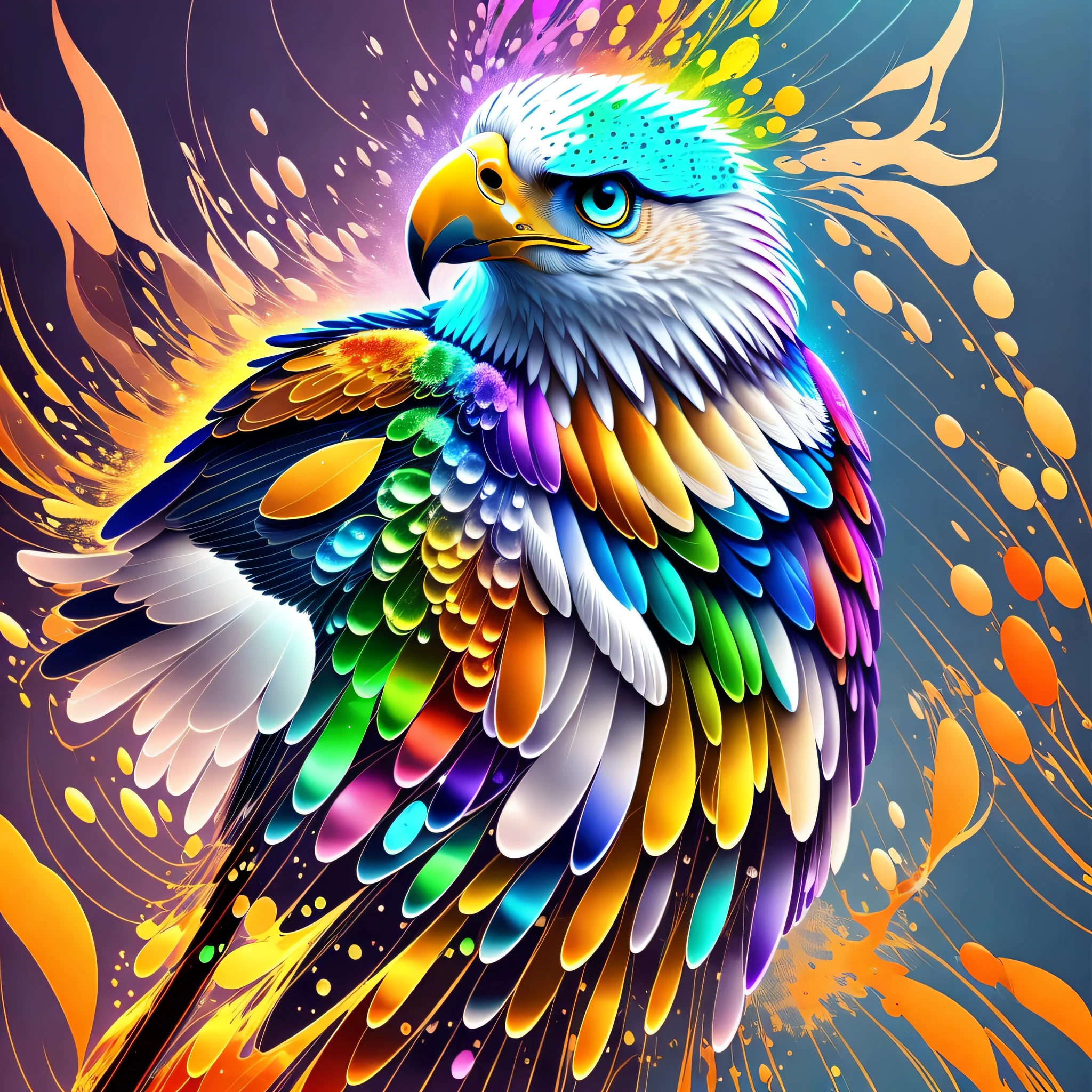 A colorful bird with feathers and a bright background - SeaArt AI