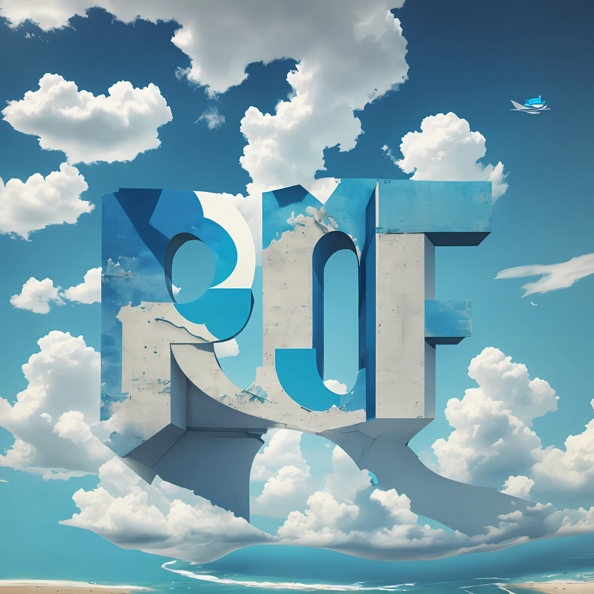 Create a logo with the acronym "RCF" in natural blue and white tones that refer to the city of Recife, Pernambuco --auto --s2
