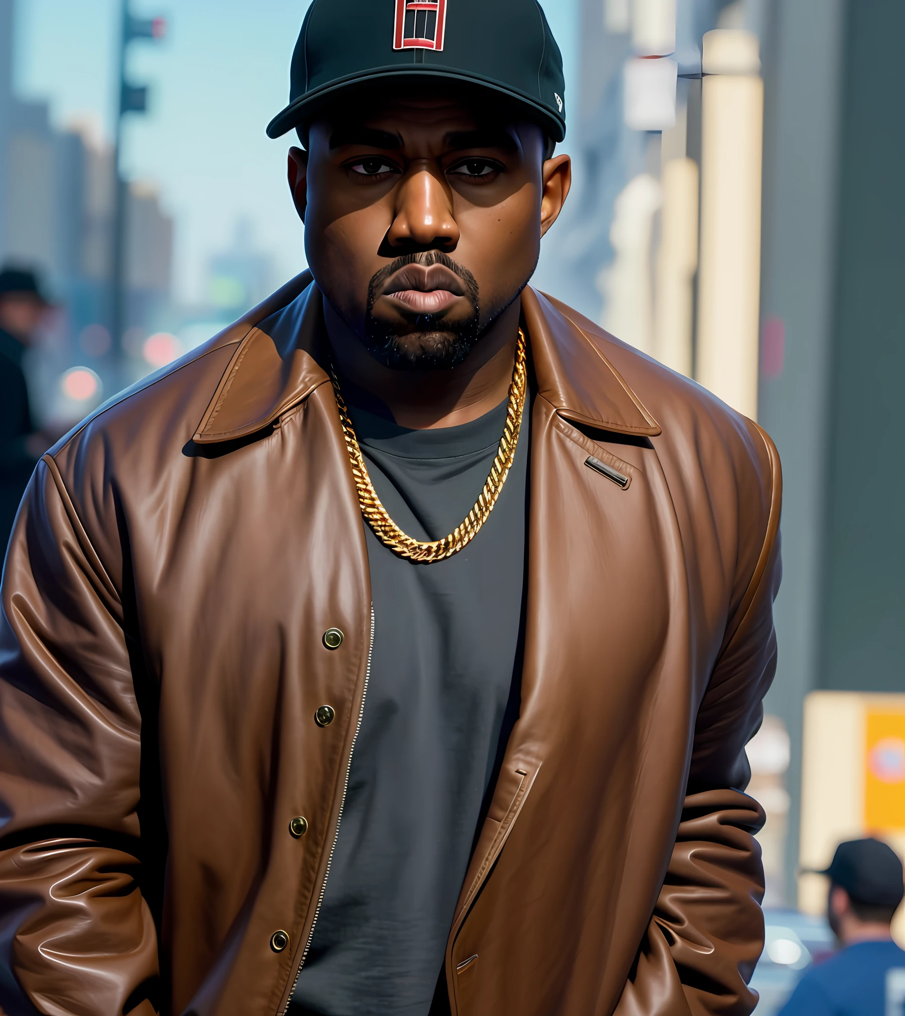 realistic style, masterpiece, best quality, 8k, artstation, sharp focus, ultra-realistic, high detail, raw photo of 
- Kanye West as Street Gangster