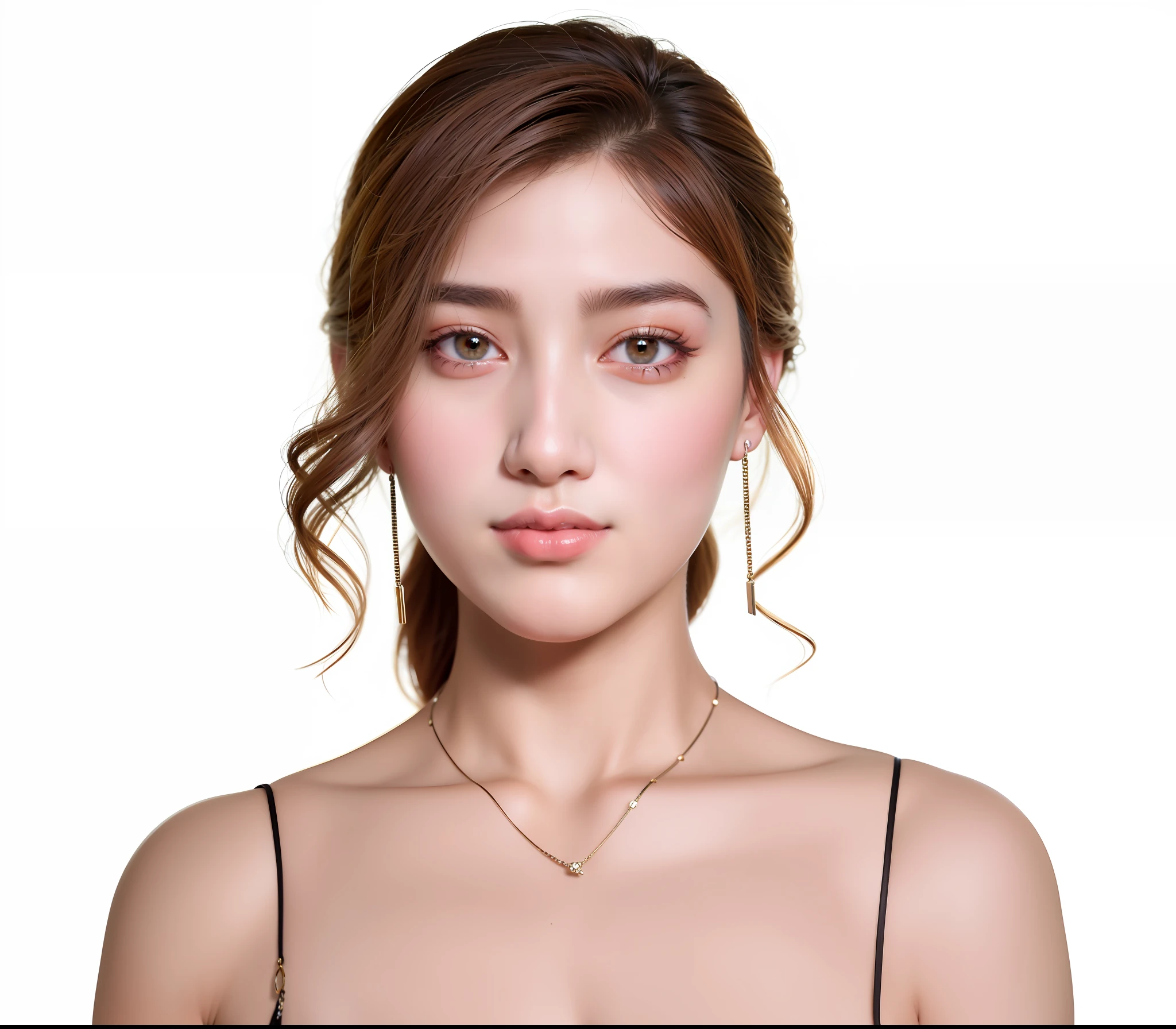 there is a woman with a necklace and a necklace on her neck, xision wu, yanjun chengt, nivanh chanthara, south east asian with round face, xintong chen, mai anh tran, chengyou liu, headshot profile picture, cai xukun, yun ling, young beautiful woman, qifeng lin