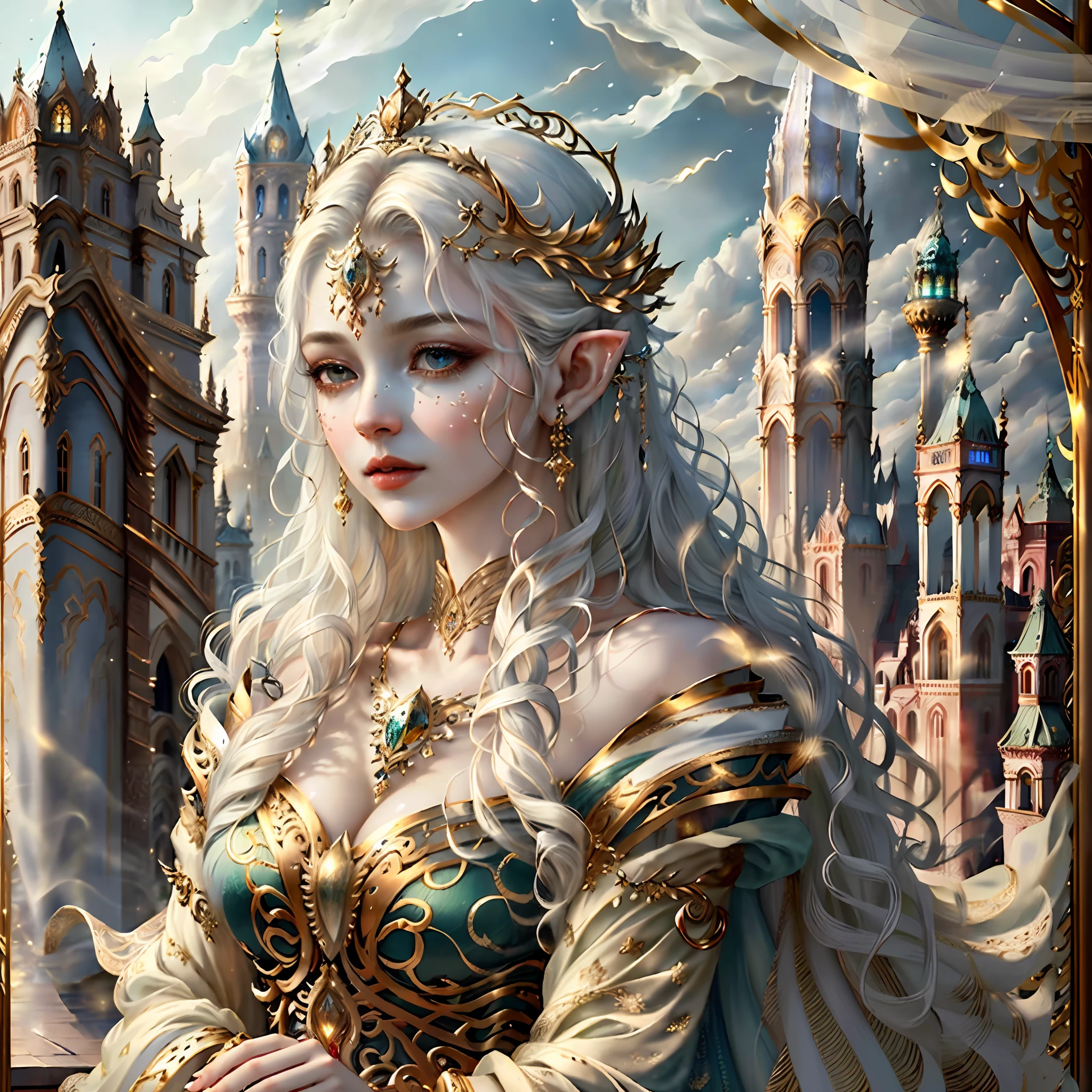 (((masterpiece)), IvoryGoldAI city at night, isometric, 3D rendering, very high definition, high detail, 8k, cinematic lighting, ultra high resolution, best quality, there is a woman sitting on a chair in the city, a beautiful fantasy queen, ((a beautiful fantasy queen)), Karol Bak UHD, beautiful elf with gorgeous robes, detailed fantasy digital art, beautiful fantasy art, detailed fantasy art, Very beautiful fantasy art, goddess. Extremely high detail, fantasy woman, beautiful elegant elf queen, beautiful fantasy art portrait