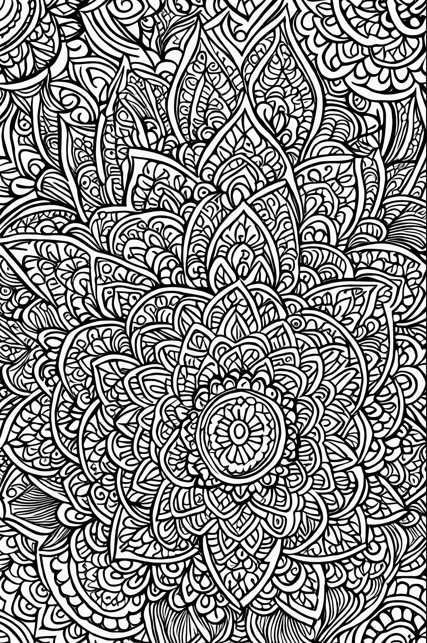 Mandala, Black and White Patterns coloring page