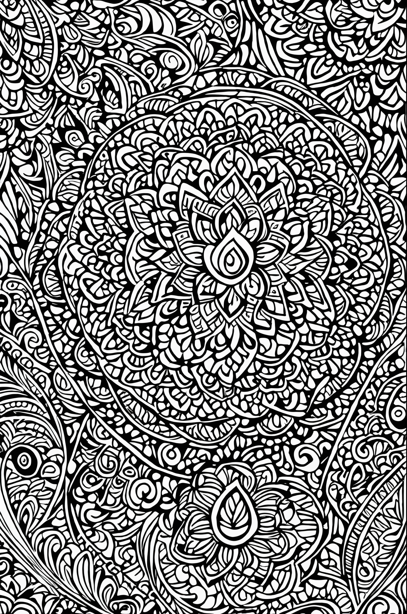Mandala, Black and White Patterns coloring page